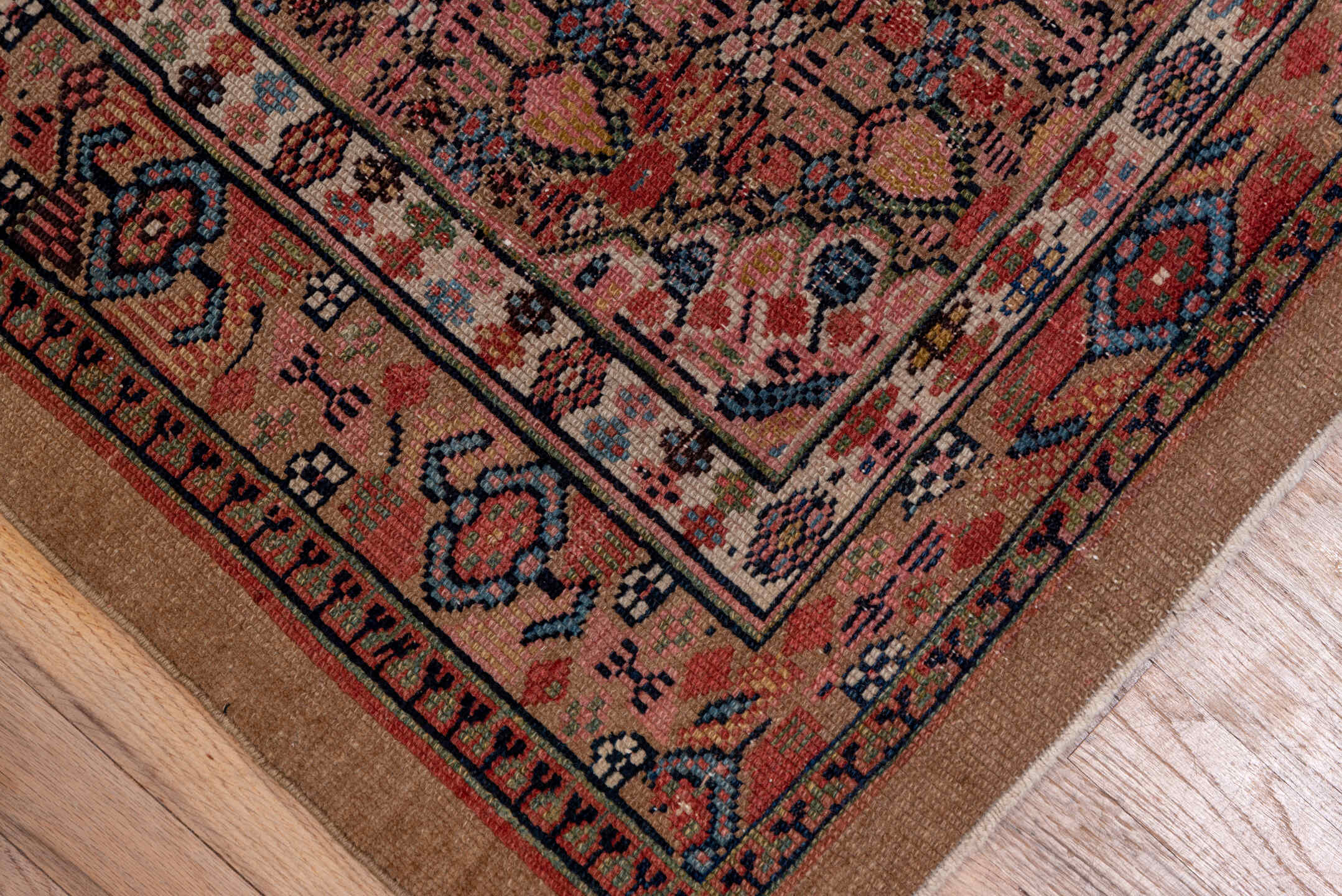 2' x 17' one-of-a-kind handmade vintage Cam Hamadan runner rug. Color palette: brown, dim gray, gray, off-white, pink, red