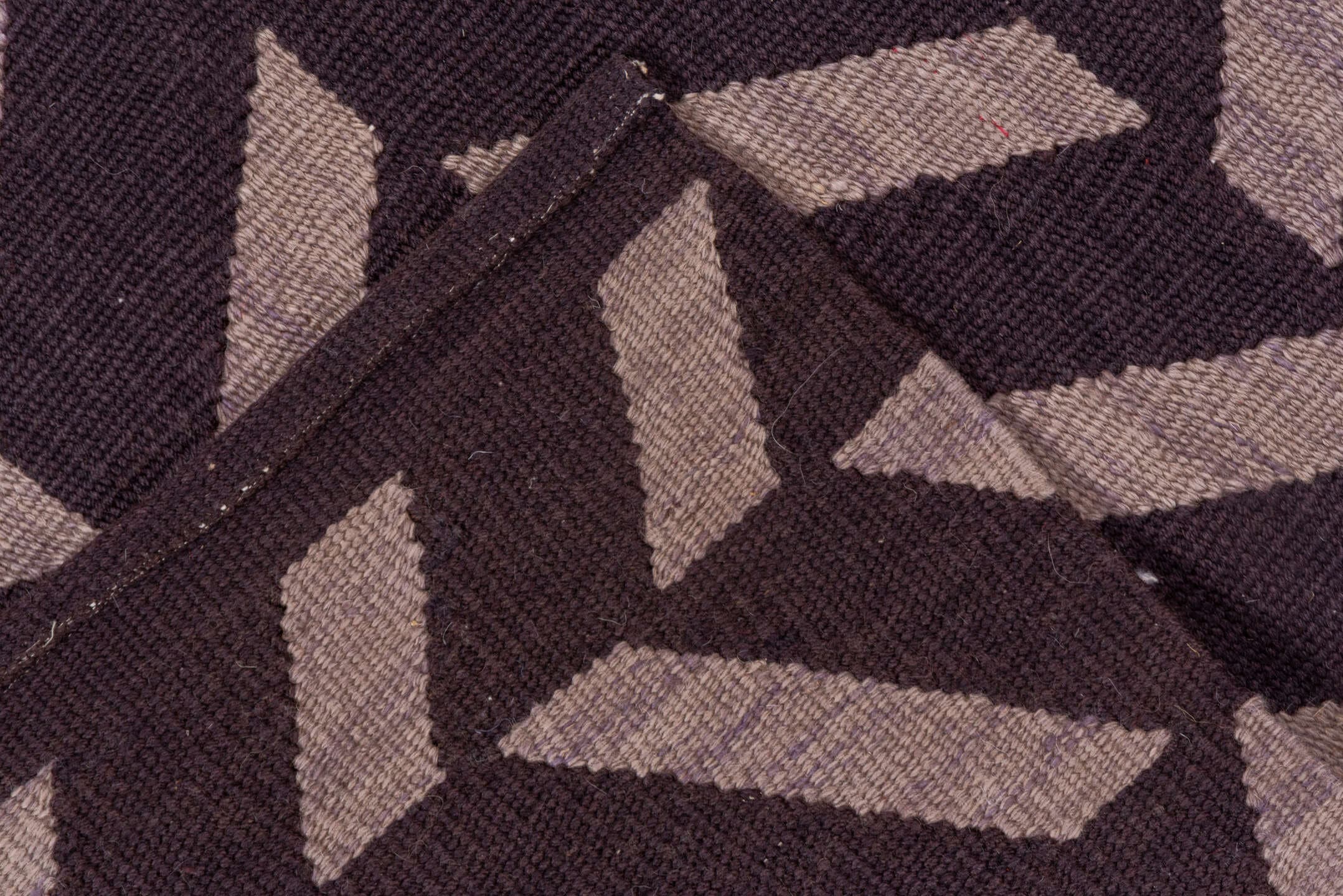 3' x 5' one-of-a-kind handmade vintage Kilim small size rug. Color palette: brown, taupe, beige, gray