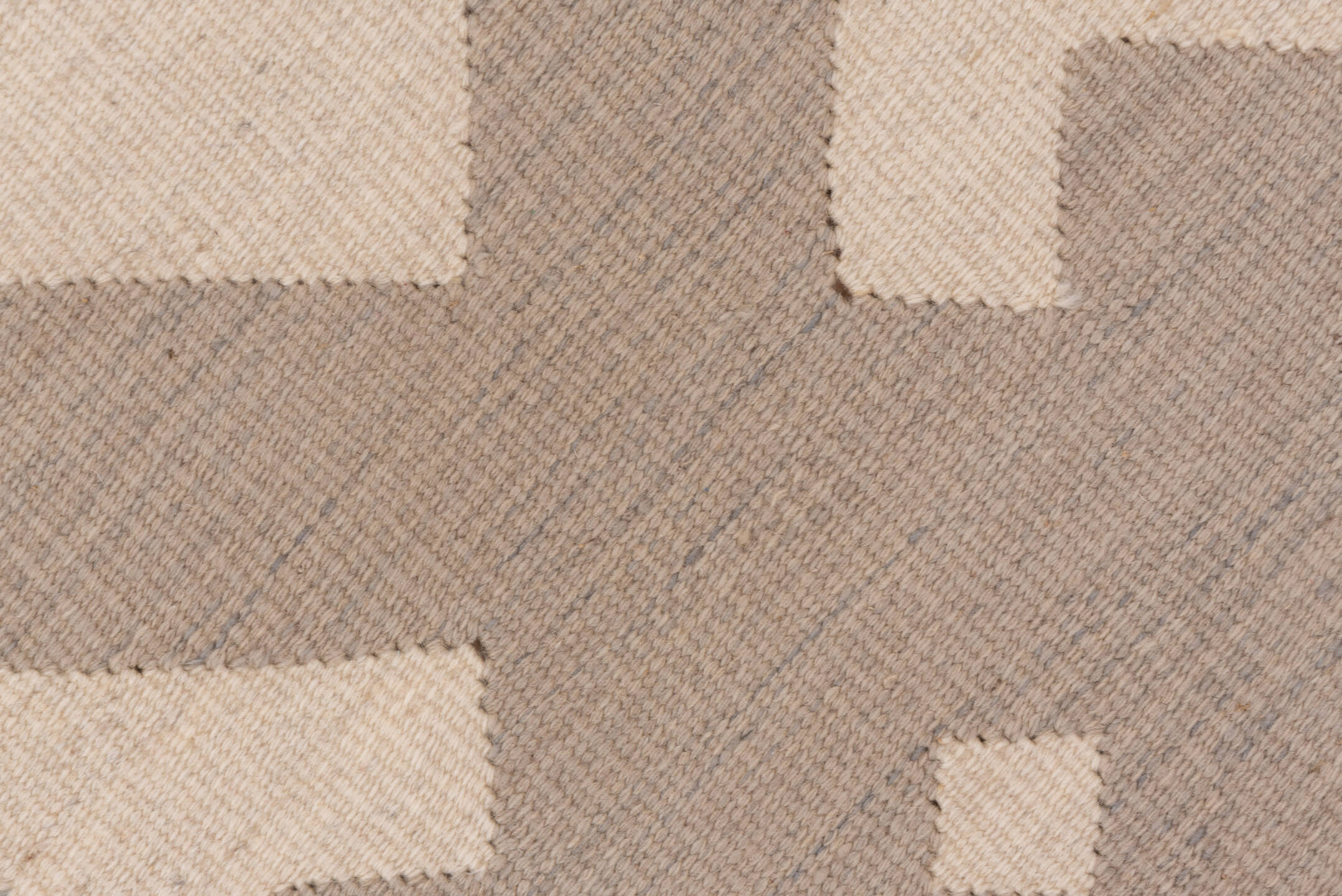 3' x 5' one-of-a-kind handmade vintage Kilim small size rug. Color palette: brown, dim gray, gainsboro, gray, light gray