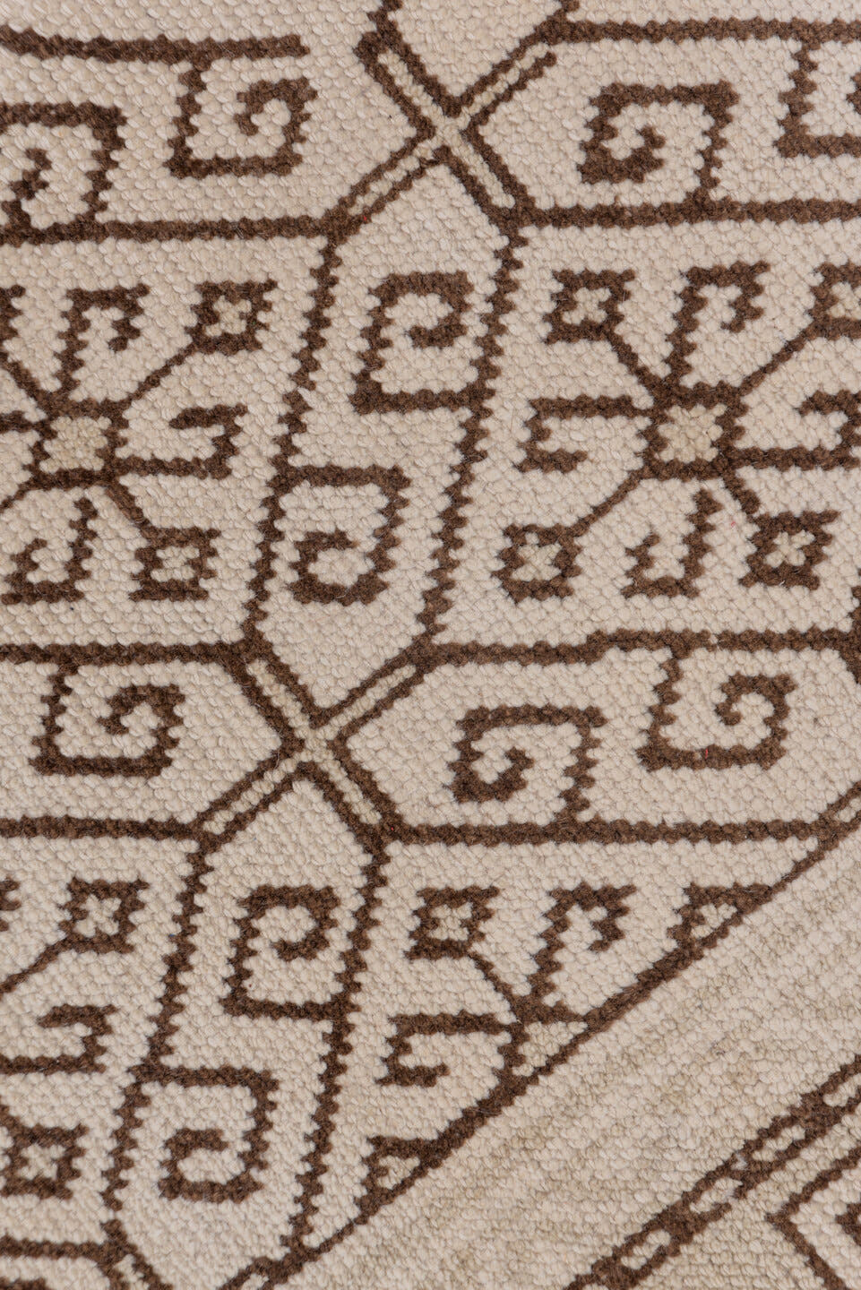 2' x 12' one-of-a-kind handmade vintage Konya runner rug. Color palette: ivory, brown, taupe, beige, gray
