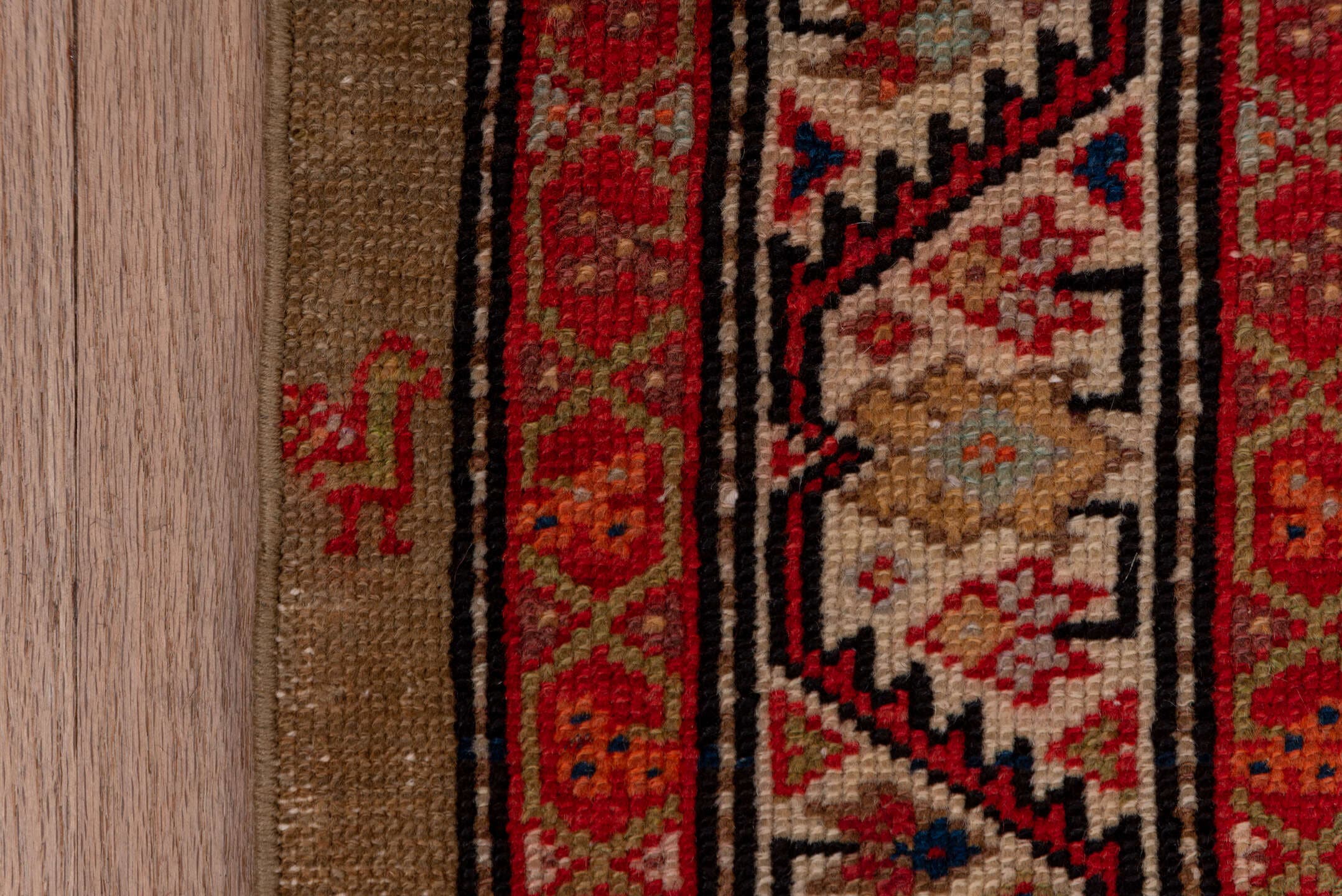 3' x 17' one-of-a-kind handmade antique Malayer runner rug. Color palette: ivory, rust, red, indigo, camel, blue, taupe