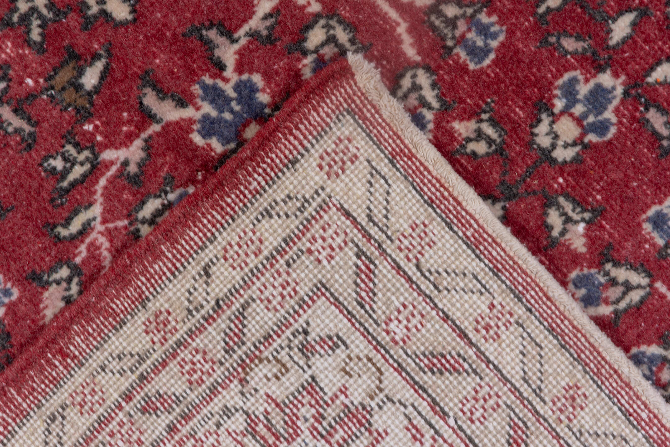 9' x 13' one-of-a-kind handmade vintage Sparta large size rug. Color palette: brown, gray, light gray, off-white, pink, red