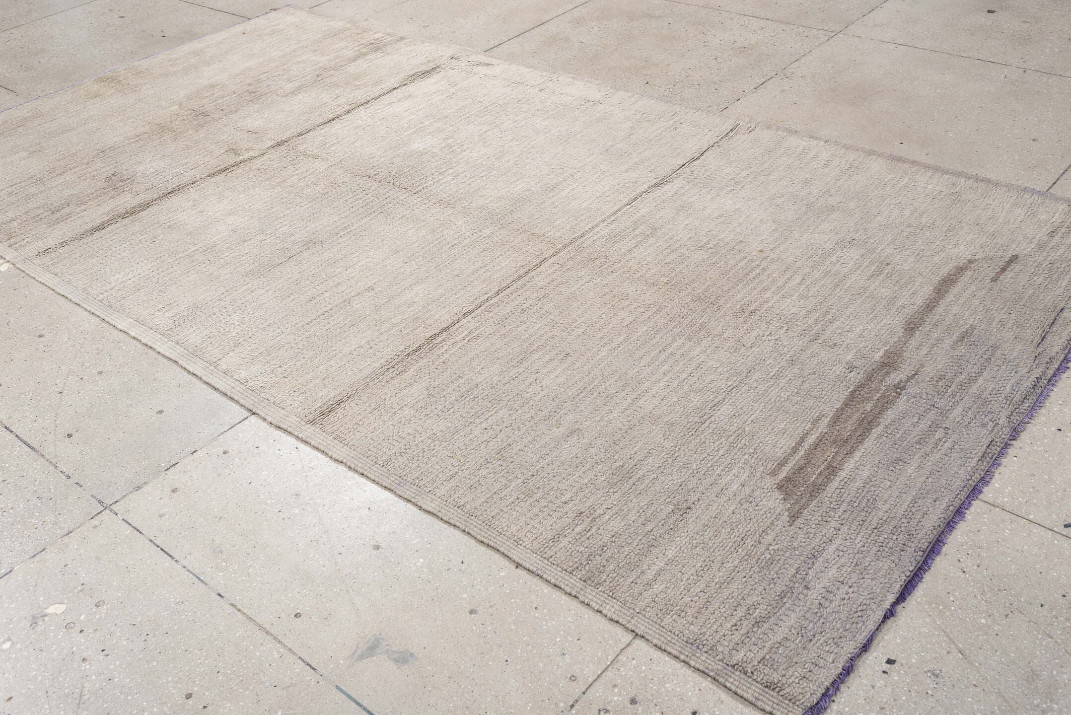 6' x 9' one-of-a-kind handmade vintage Kilim rug. Color palette: ivory, taupe, beige, gray