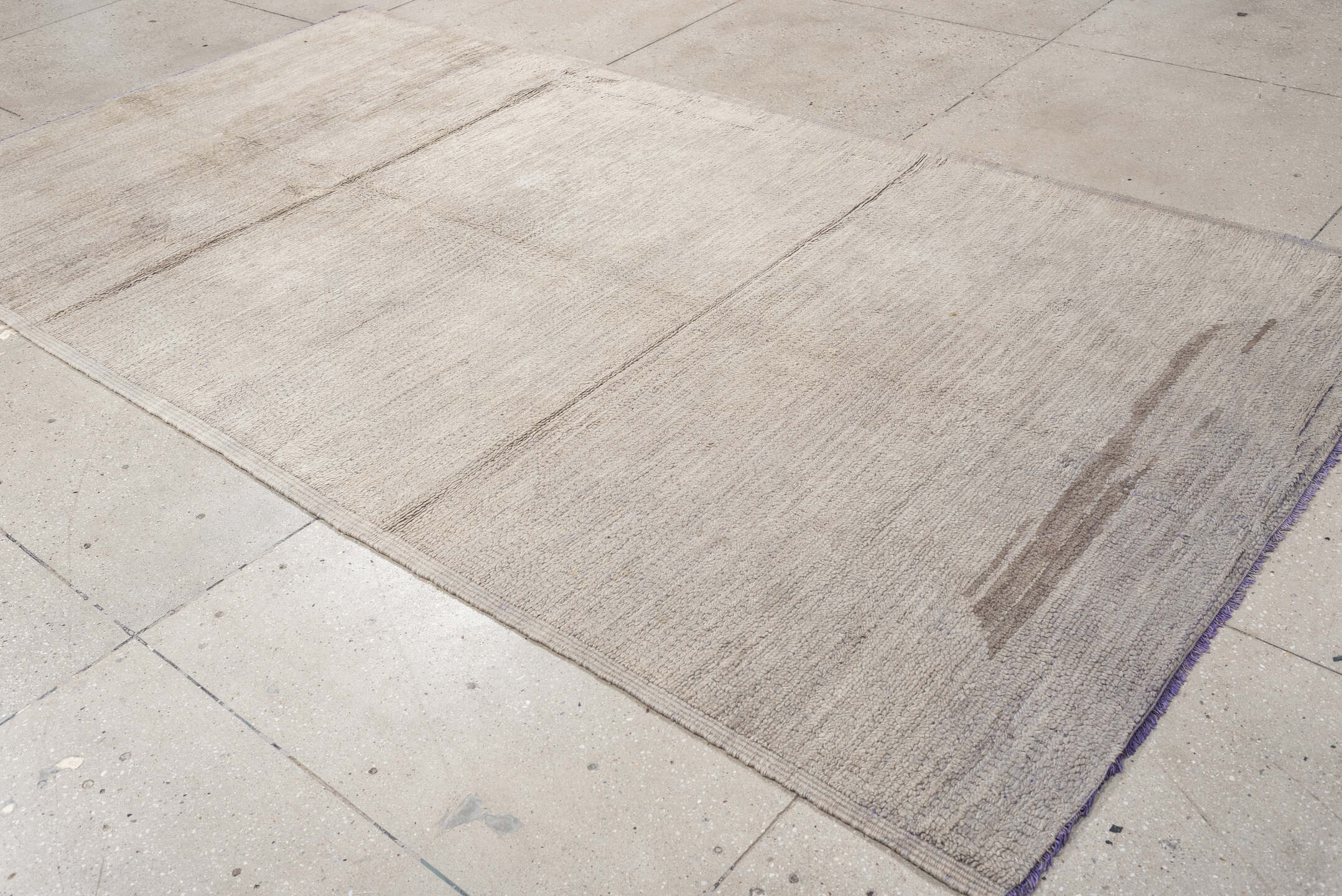 6' x 9' one-of-a-kind handmade vintage Kilim rug. Color palette: ivory, taupe, beige, gray