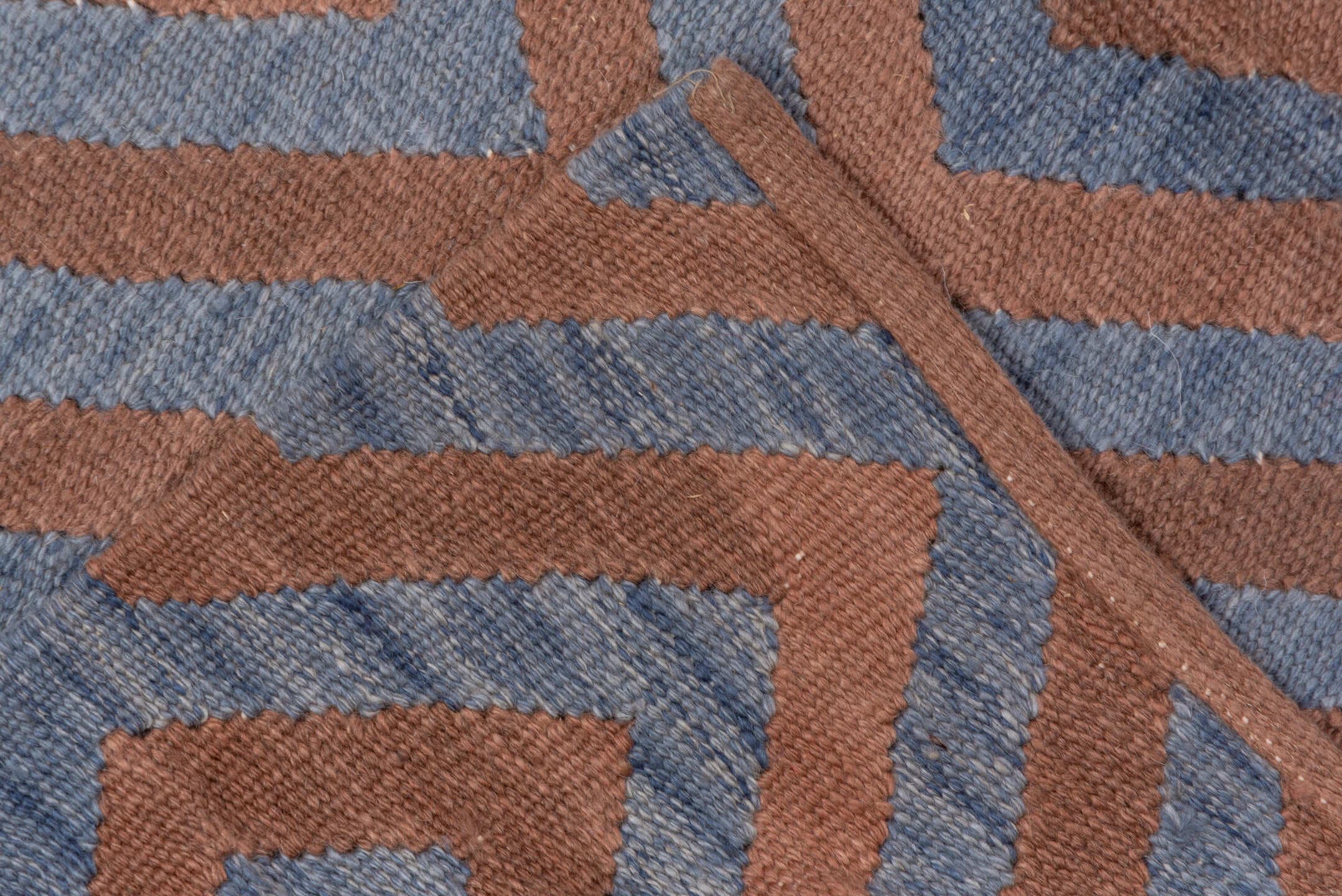8' x 10' one-of-a-kind handmade vintage Kilim large size rug. Color palette: terra cotta, slate, dusty rose, terracotta