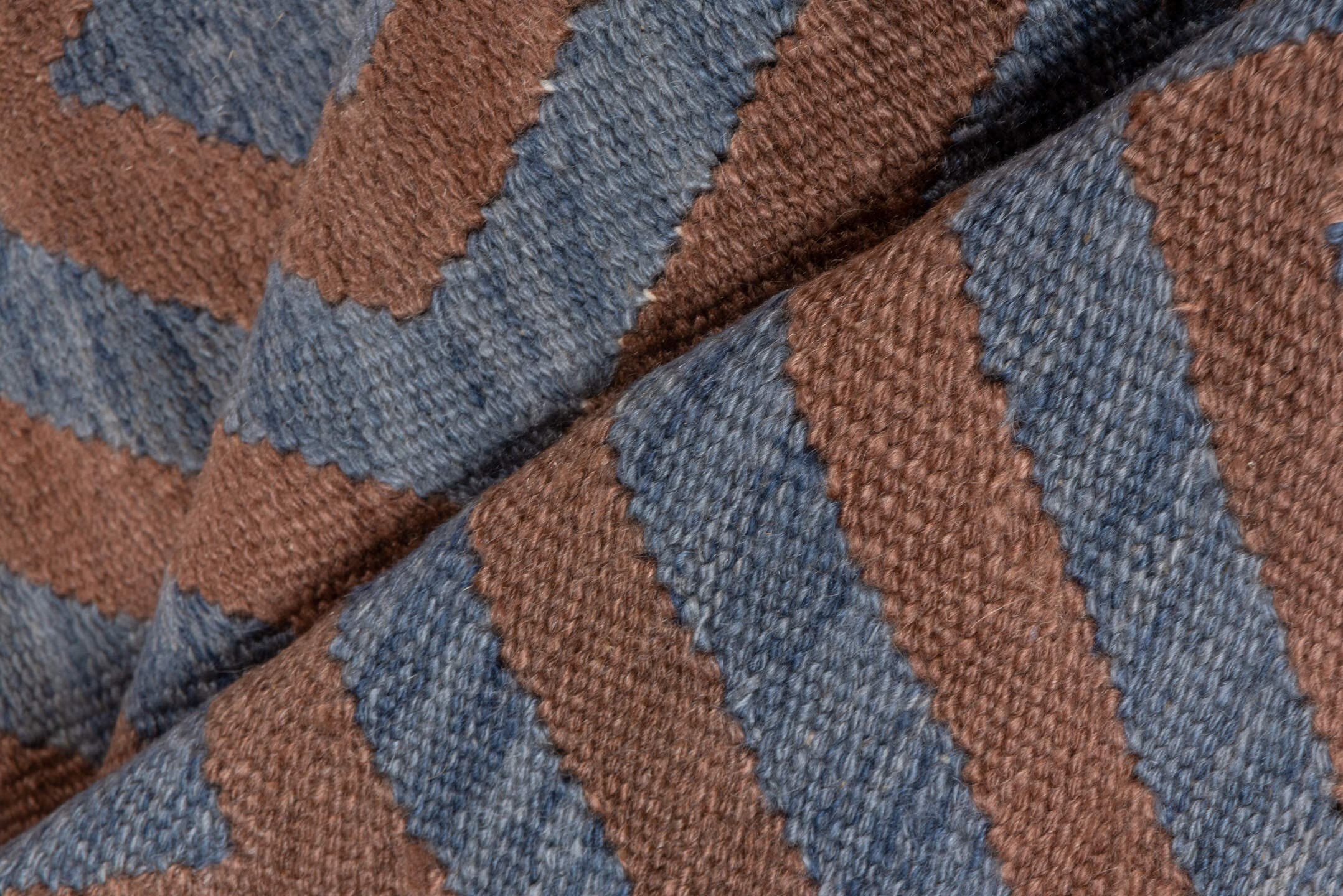 8' x 10' one-of-a-kind handmade vintage Kilim large size rug. Color palette: terra cotta, slate, dusty rose, terracotta