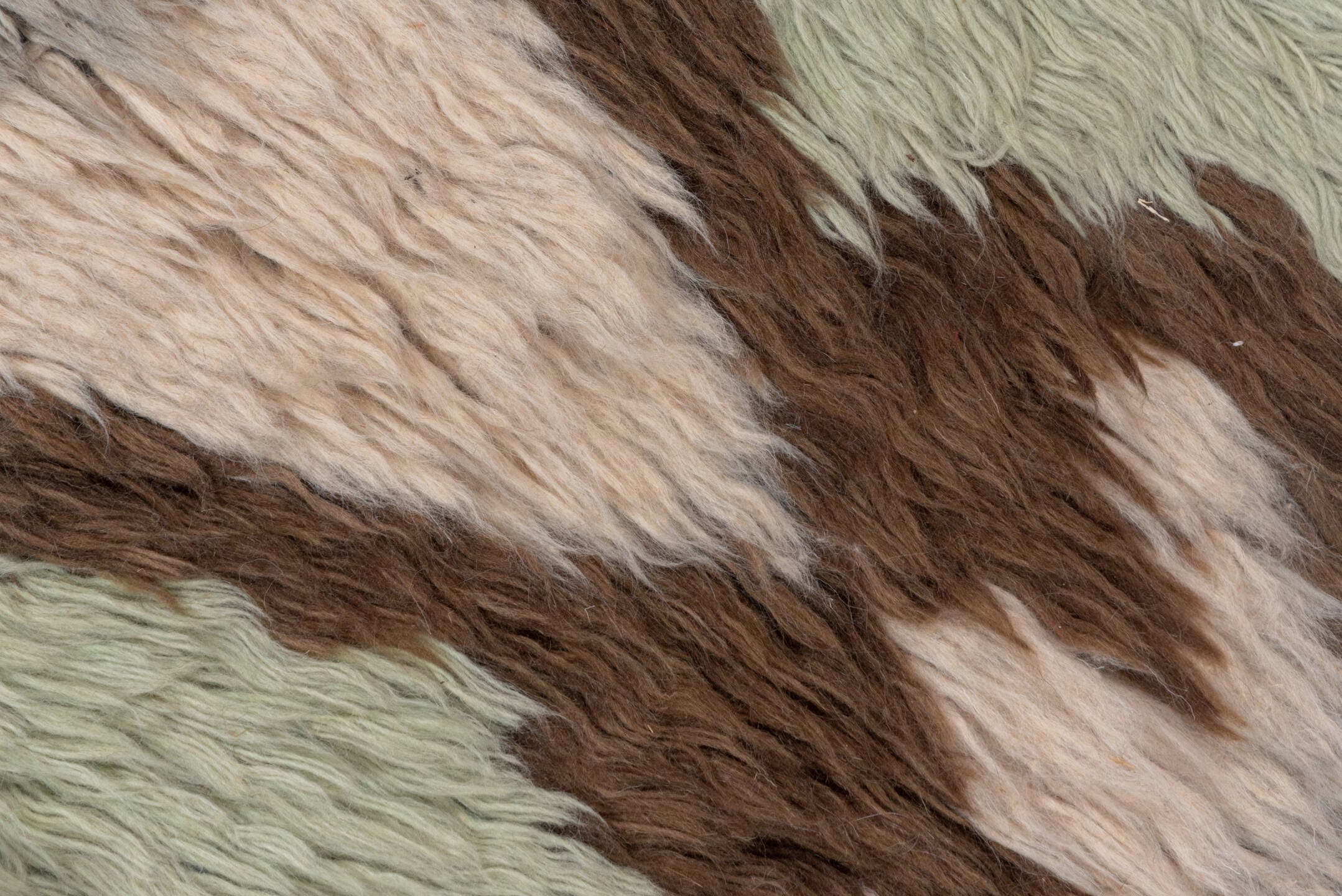 10' x 12' one-of-a-kind handmade vintage Tulu large size rug. Color palette: gray, brown, ivory, sky_blue, pale_sage
