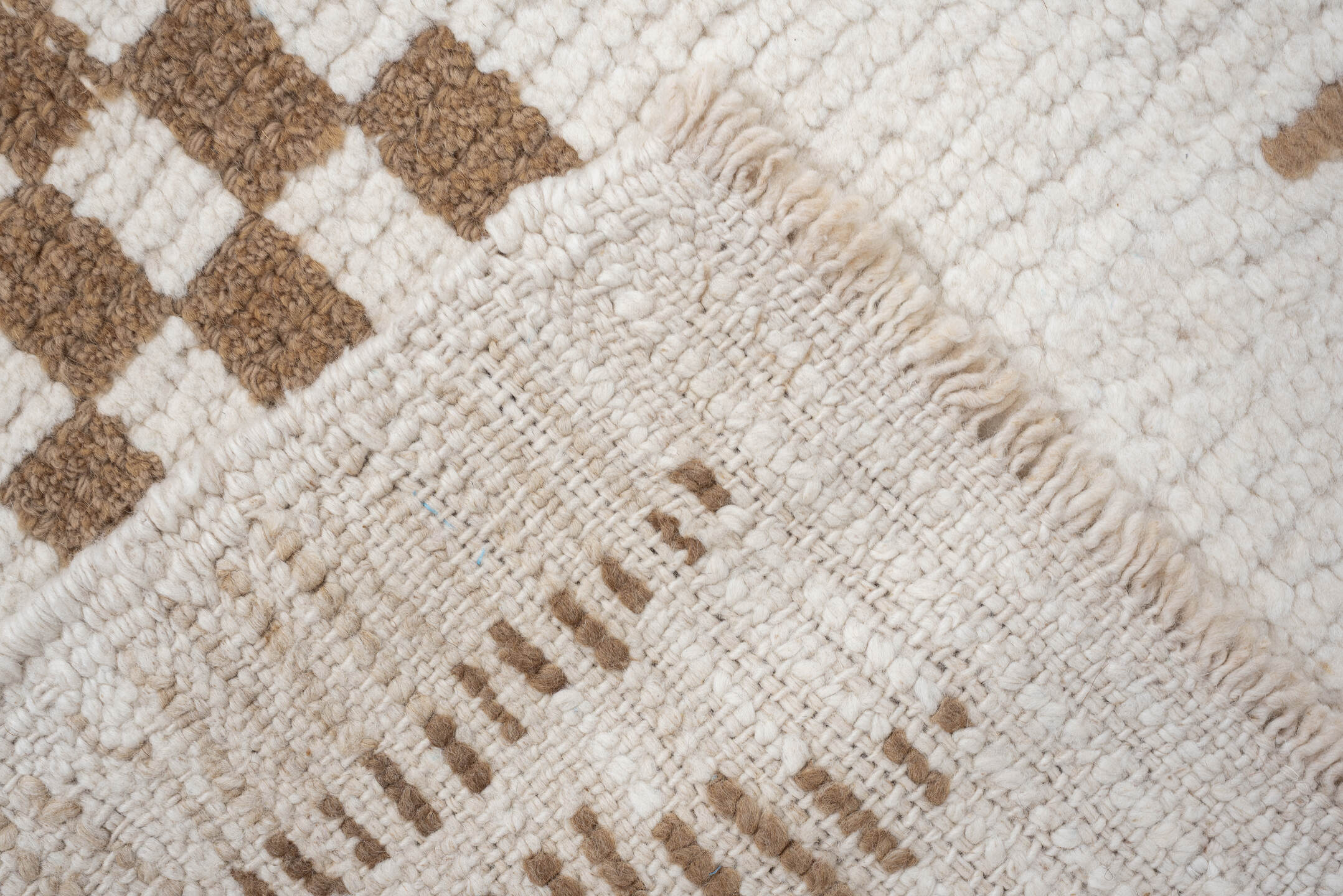 4' x 8' one-of-a-kind handmade vintage Moroccan medium size rug. Color palette: ivory, camel, cream, tan, beige