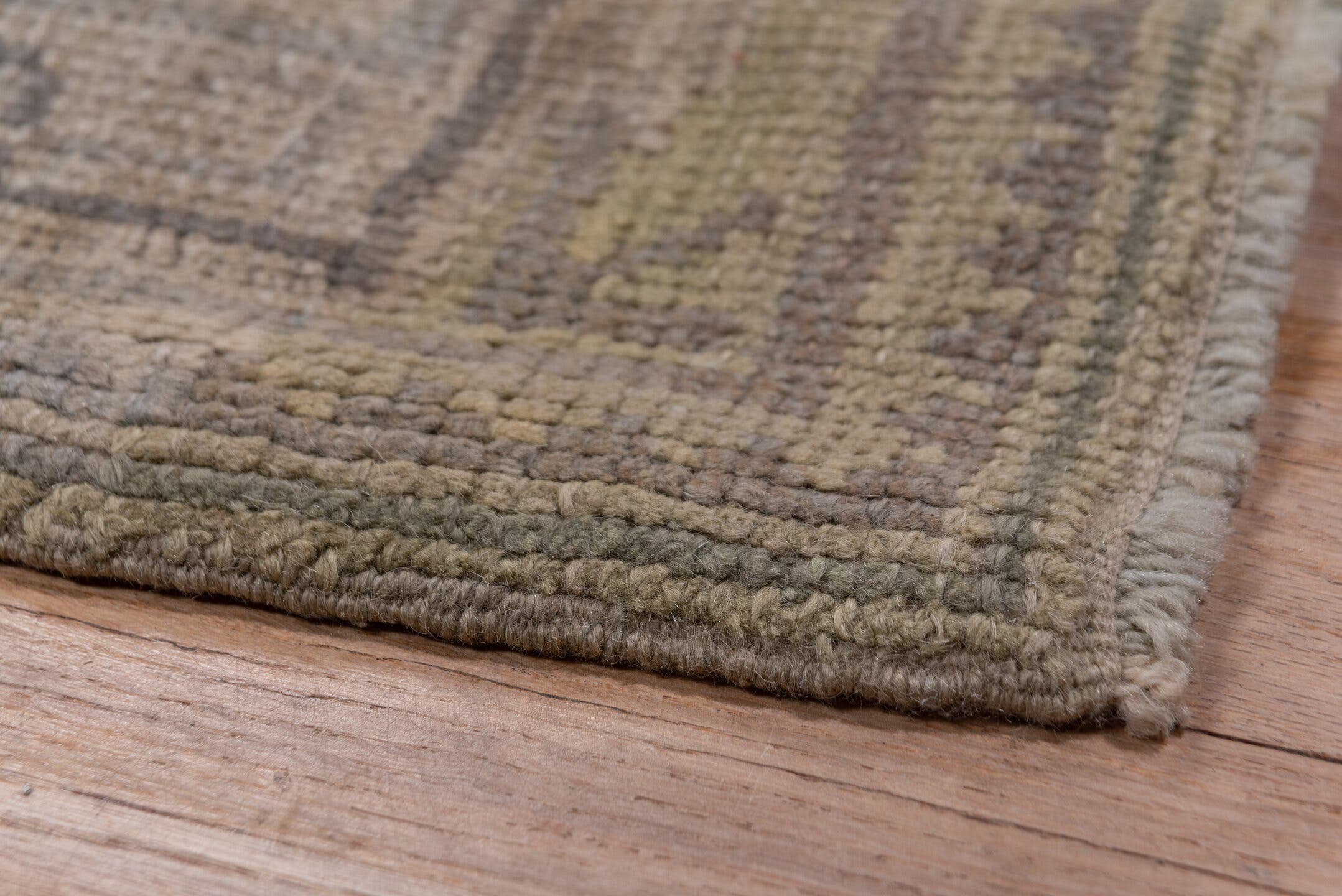 14' x 19' one-of-a-kind handmade antique Oushak oversize rug. Color palette: taupe, ivory, beige, camel, slate, greige, gray