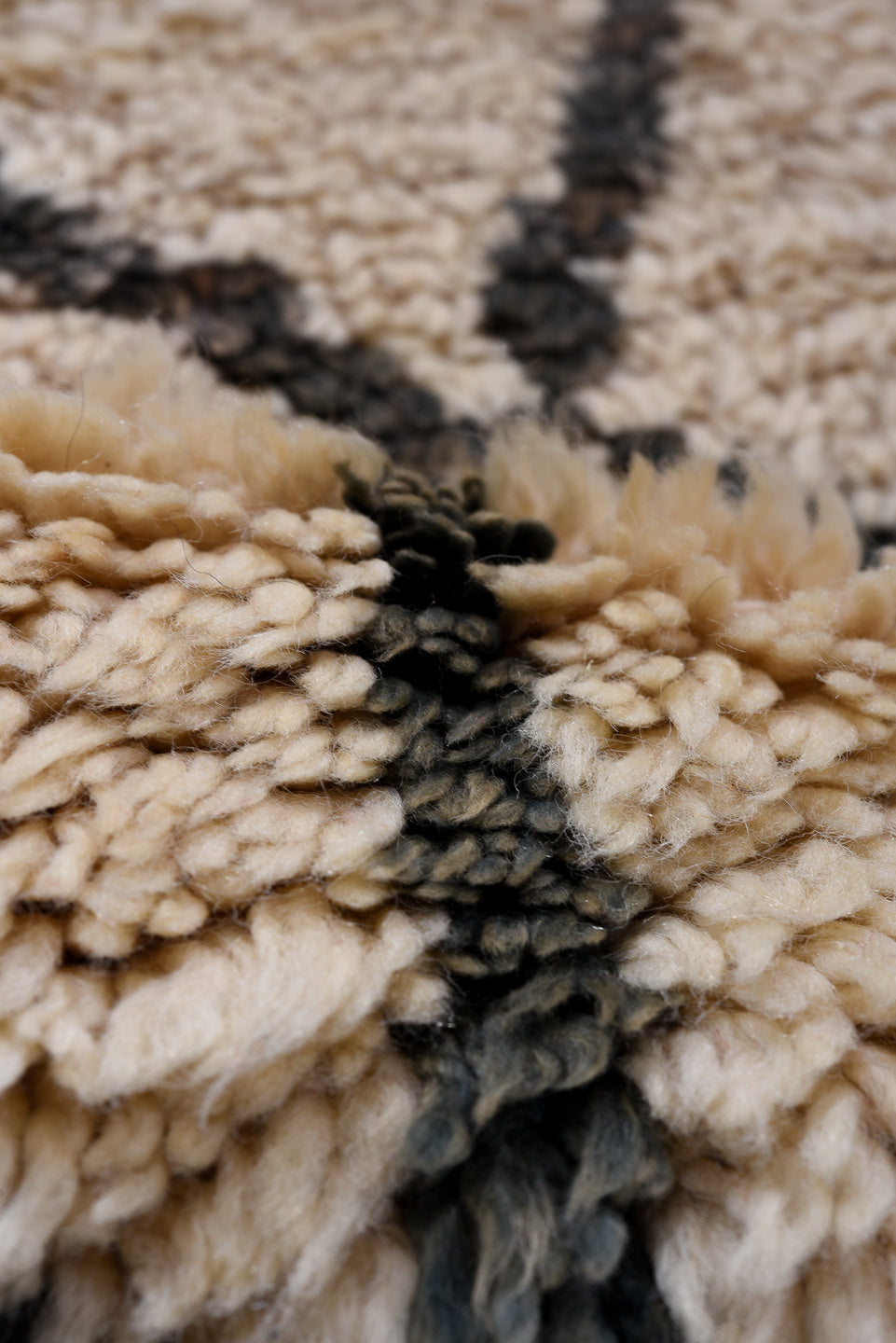 6' x 9' one-of-a-kind handmade vintage Moroccan medium size rug. Color palette: black, brown, charcoal, gray, light gray