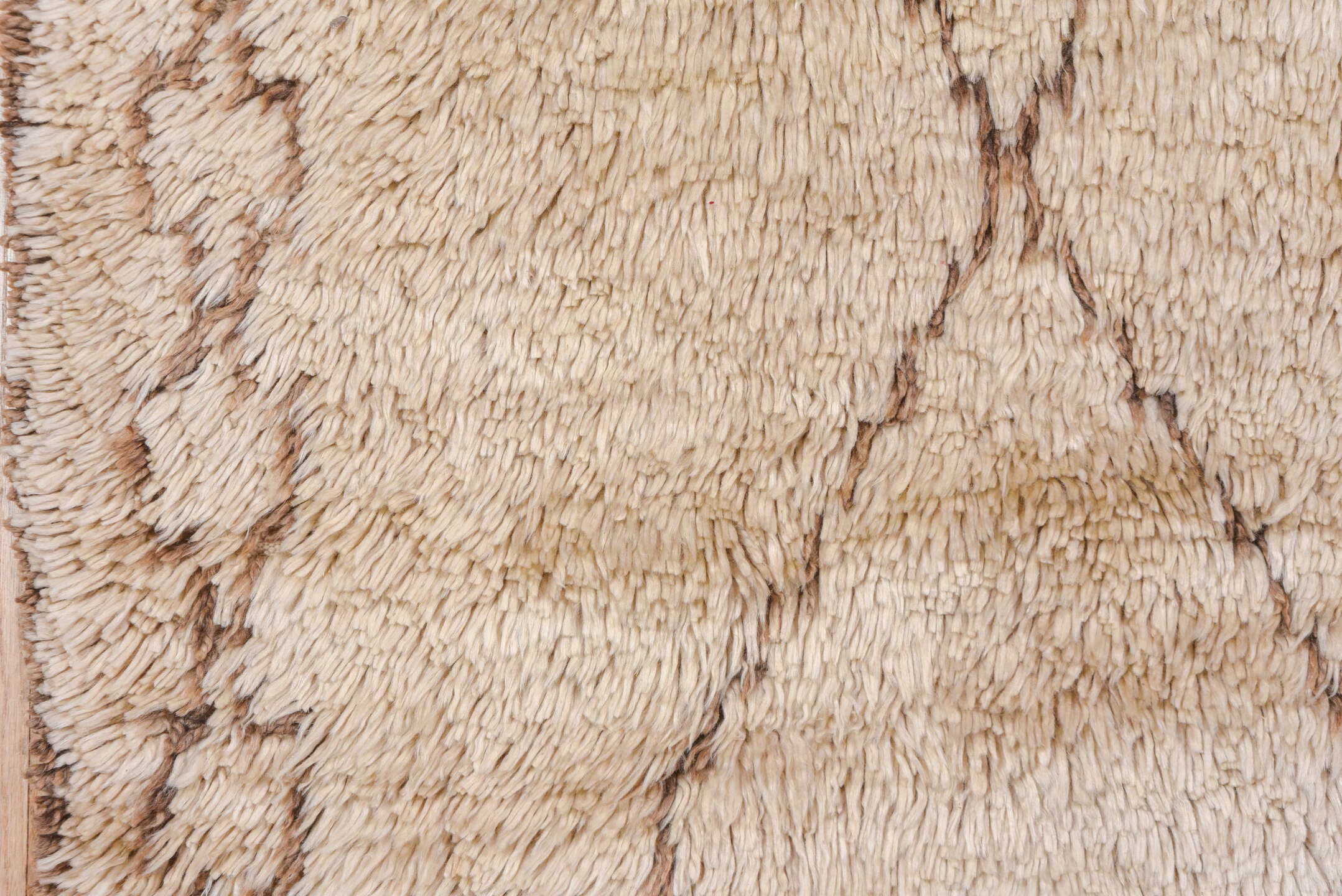 6' x 12' one-of-a-kind handmade vintage Moroccan large size rug. Color palette: ivory, camel, taupe, beige, brown, gray