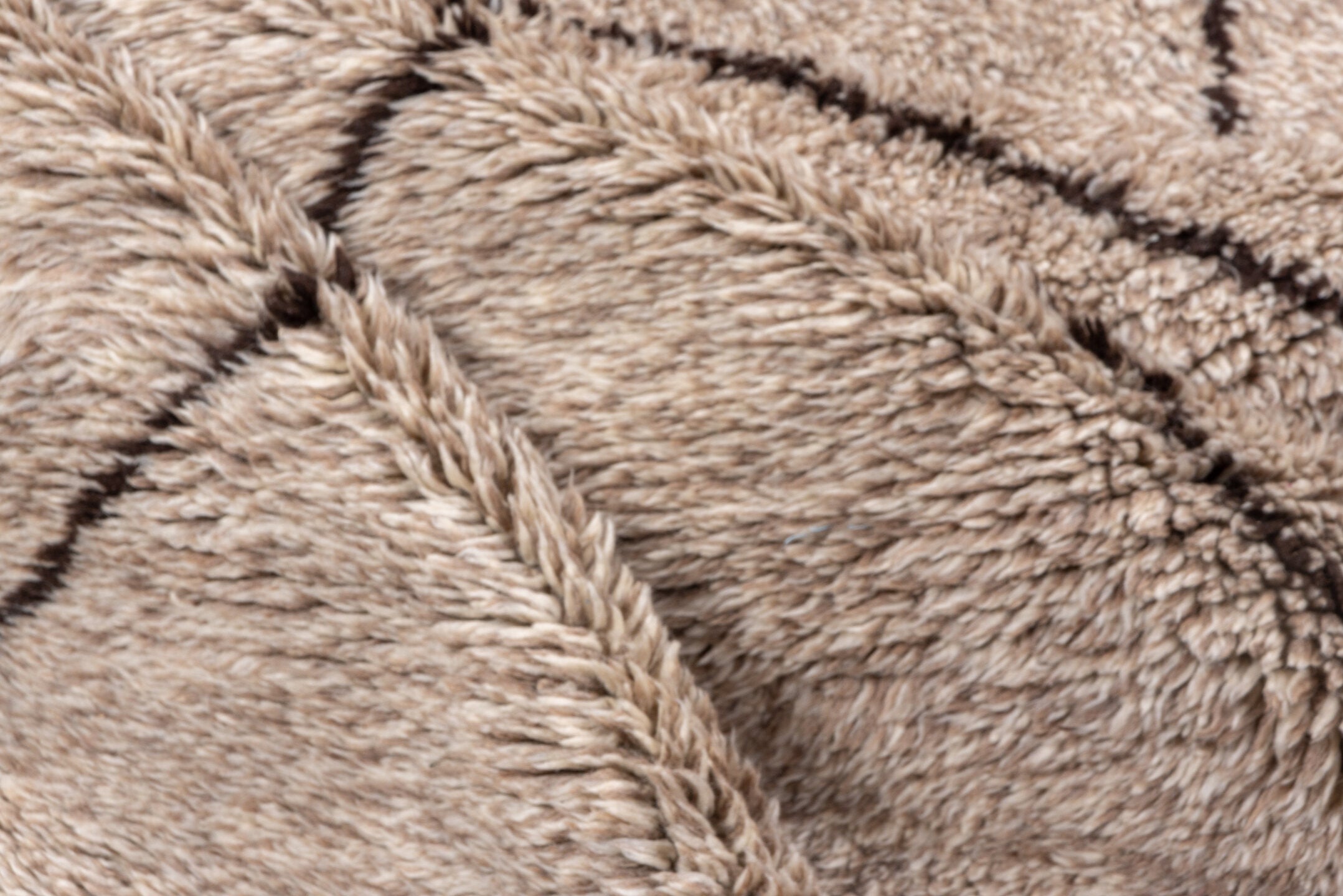 8' x 12' one-of-a-kind handmade vintage Moroccan large size rug. Color palette: ivory, taupe, brown, charcoal, beige, gray