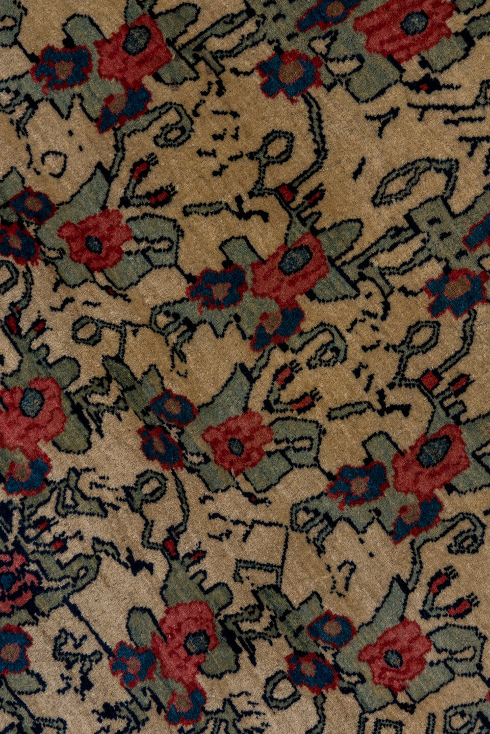 4' x 7' one-of-a-kind handmade antique Bidjar rug. Color palette: ivory, navy, rust, crimson, slate, taupe, cobalt, blue