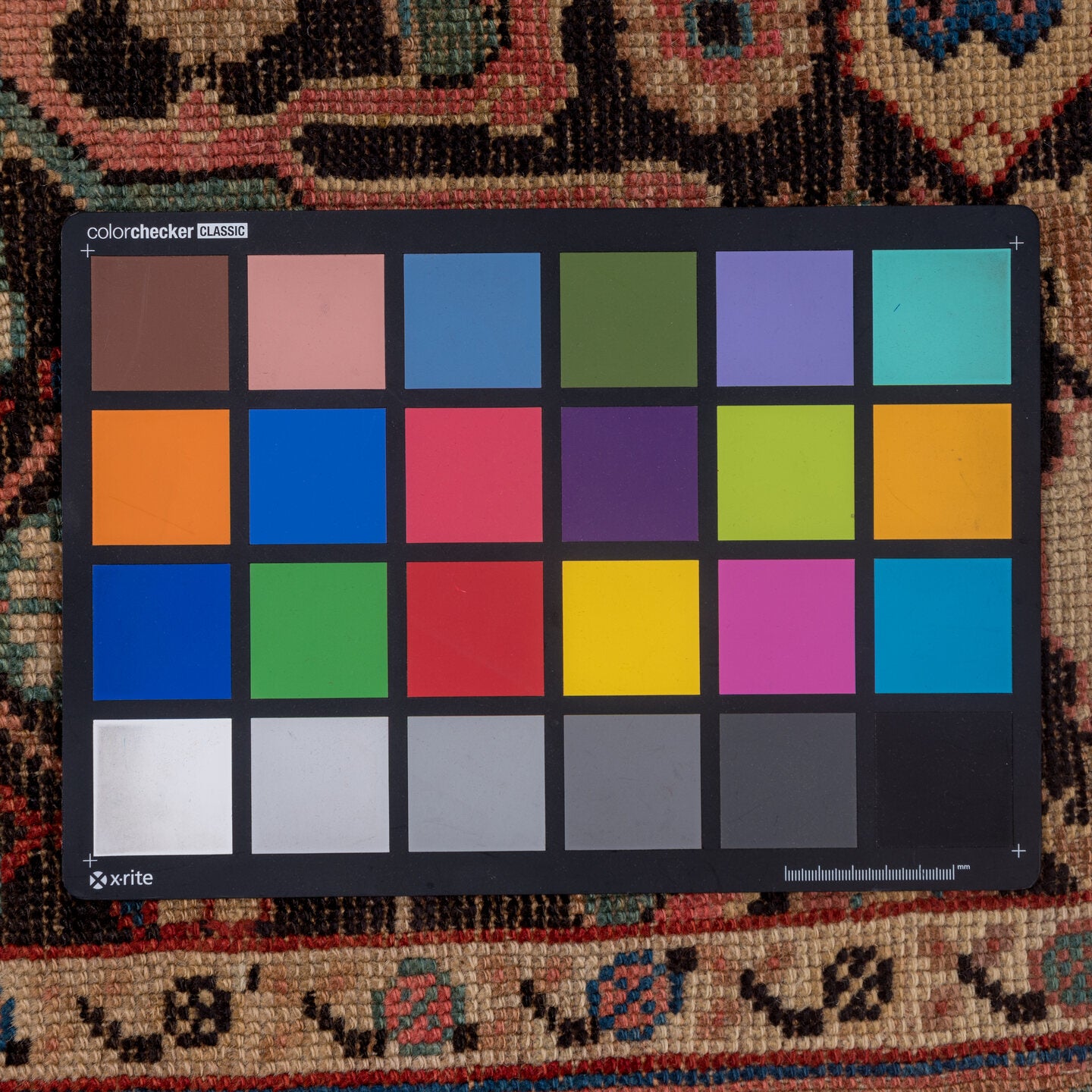 6' x 12' one-of-a-kind handmade vintage Karabagh large size rug. Color palette: black, brown, gray, pink, red