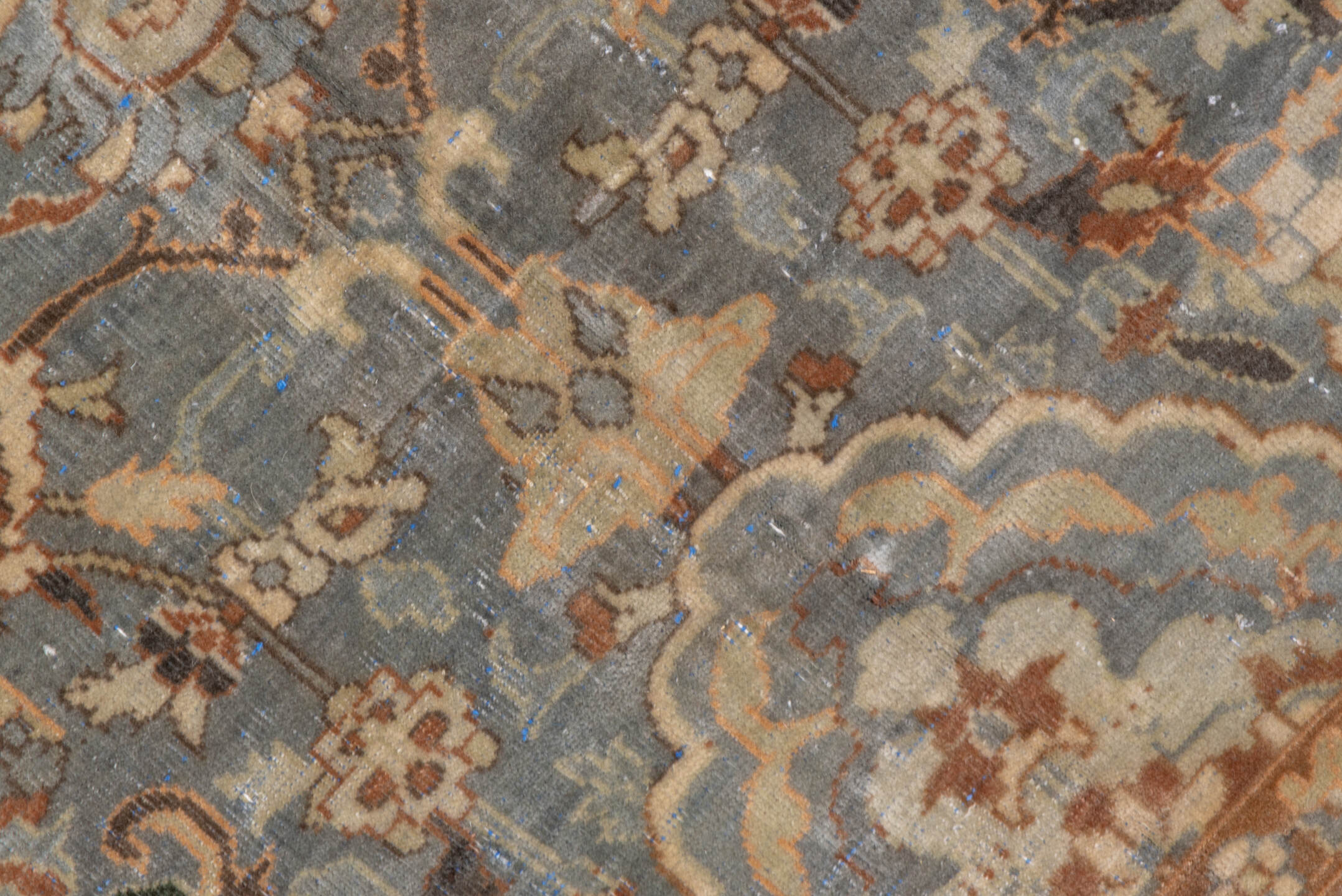 6' x 10' one-of-a-kind handmade vintage Polonase large size rug. Color palette: black, brown, dim gray, gray, light blue