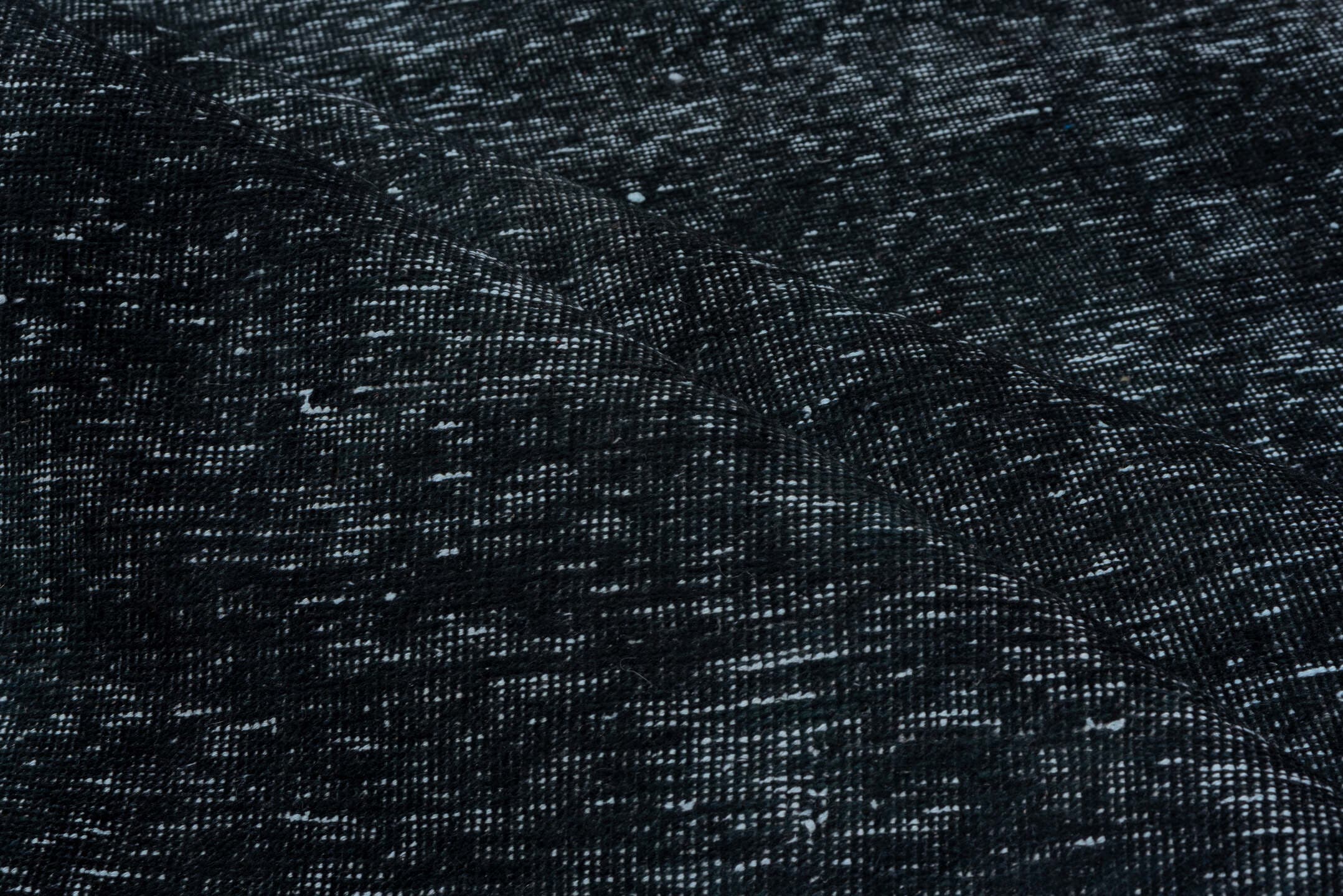 4' x 12' one-of-a-kind handmade vintage Overdyed runner rug. Color palette: charcoal, slate, blue, steel, gray, black