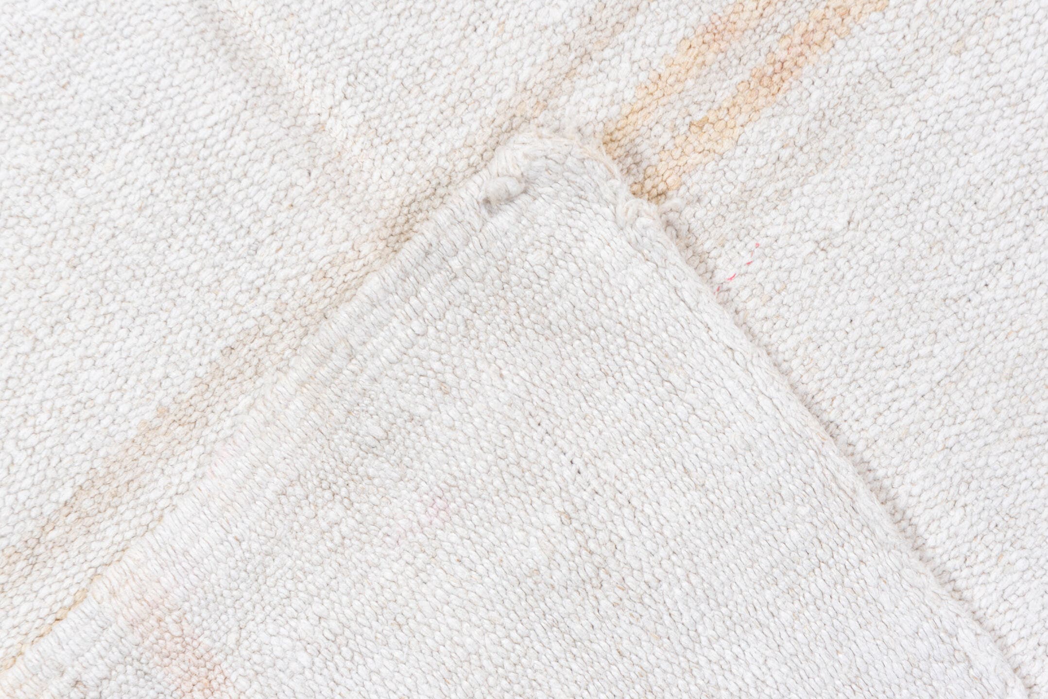 5' x 11' one-of-a-kind handmade vintage Hemp Kilim rug. Color palette: ivory, cream, beige, sand