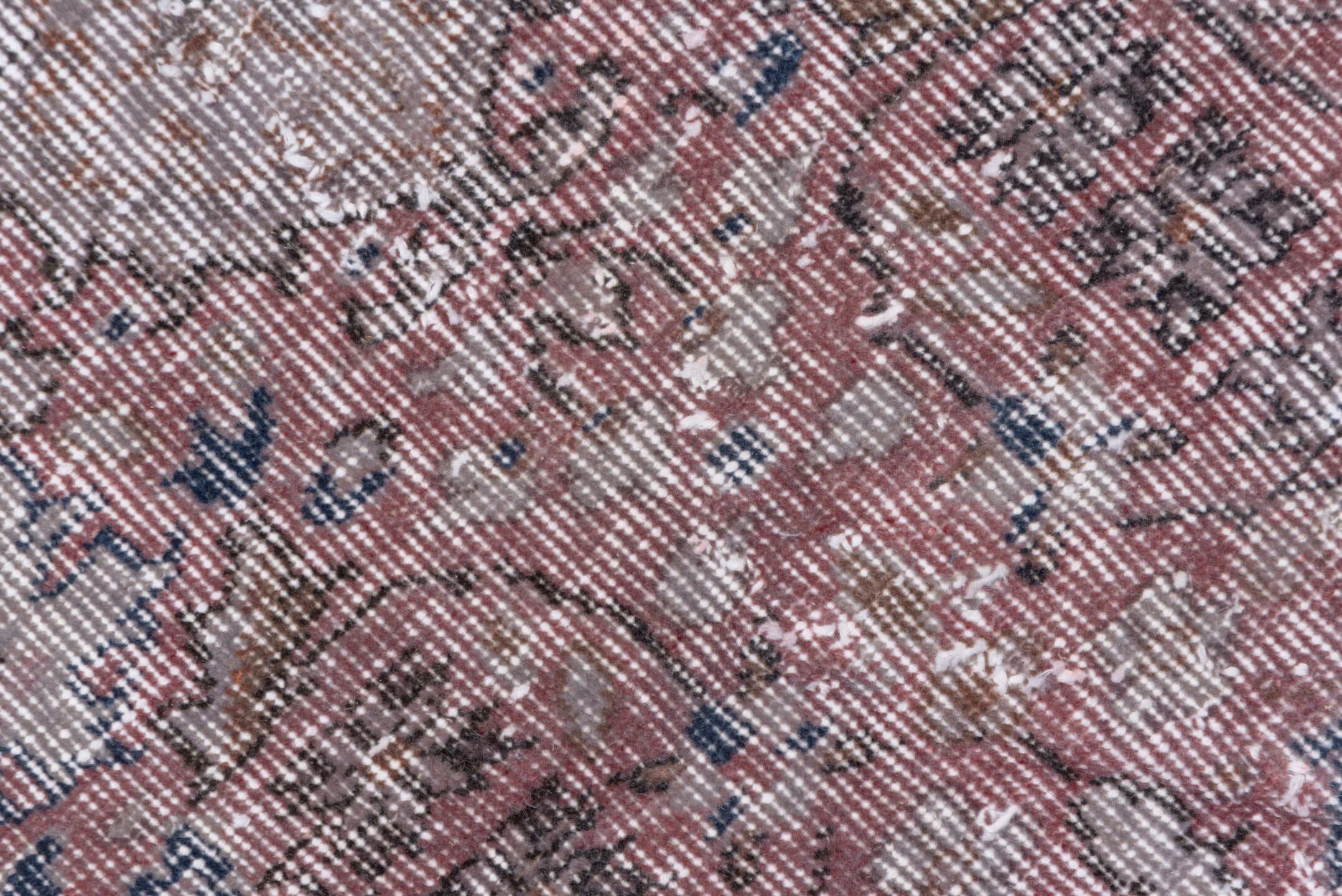 6' x 9' one-of-a-kind handmade antique Overdyed medium size rug. Color palette: rose, ivory, taupe, dusty blue, blush, beige