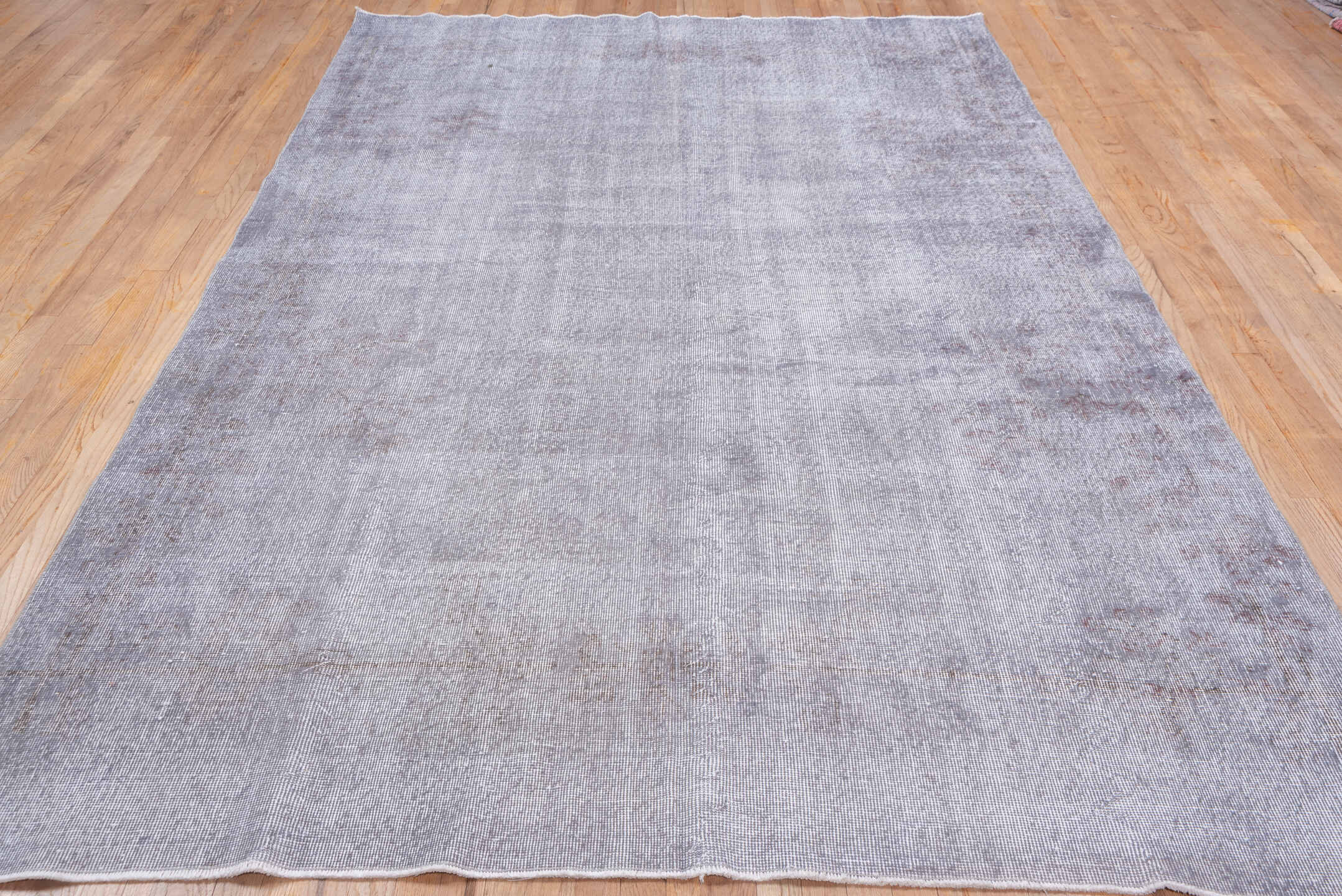 6' x 10' one-of-a-kind handmade antique Overdyed large size rug. Color palette: lavender, silver, taupe, ivory, rose