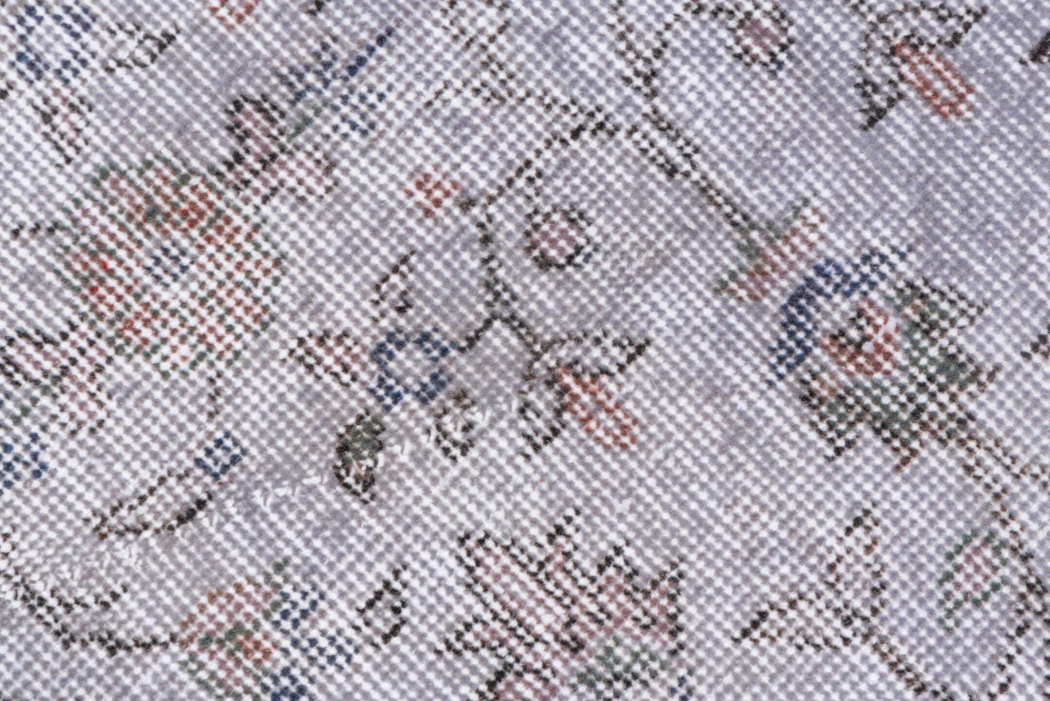 5' x 9' one-of-a-kind handmade antique Sparta medium size rug. Color palette: ivory, taupe, sage, rose, slate, beige, gray
