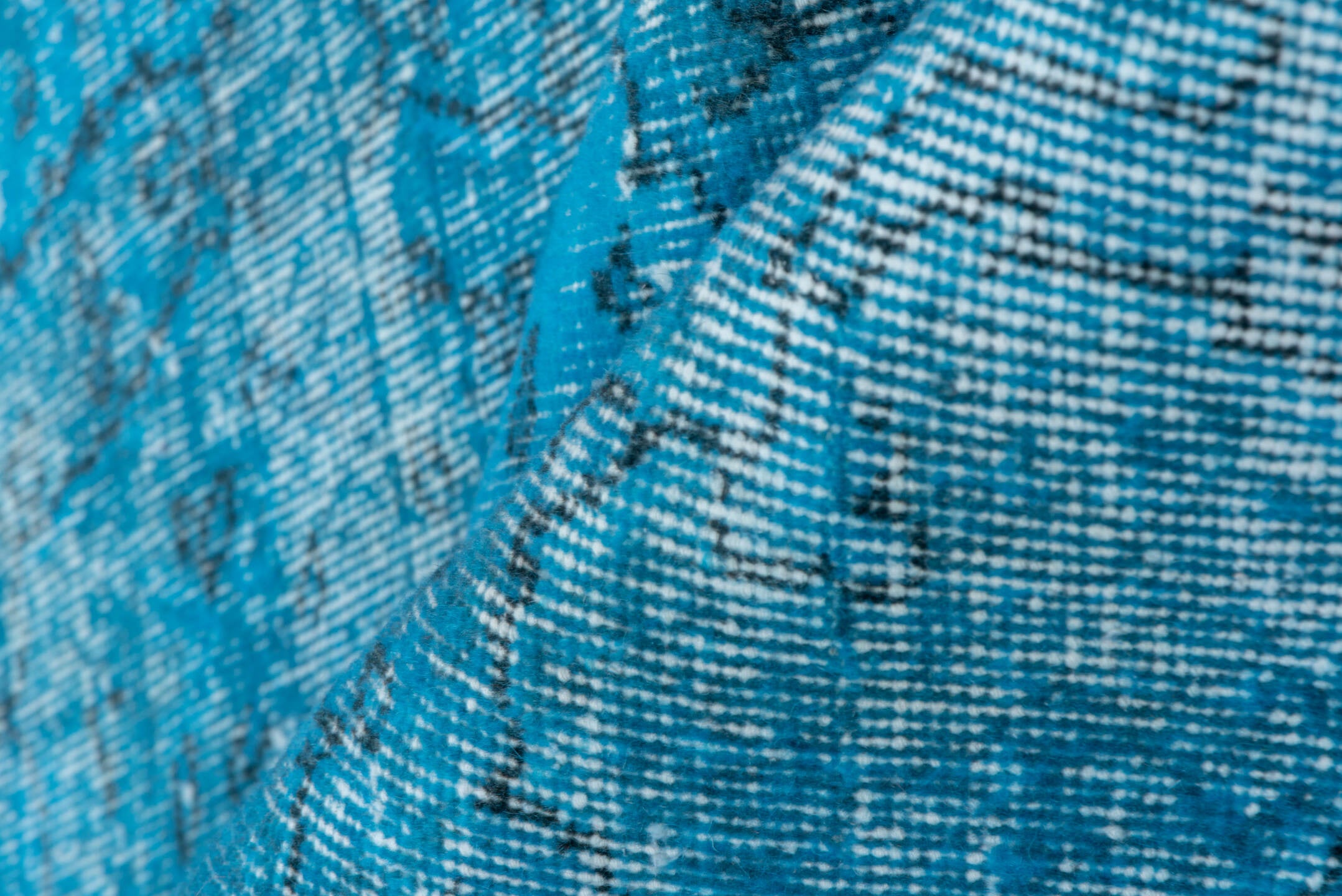 5' x 9' one-of-a-kind handmade vintage Overdyed medium size rug. Color palette: arapawa, blue, gray, light blue, light gray