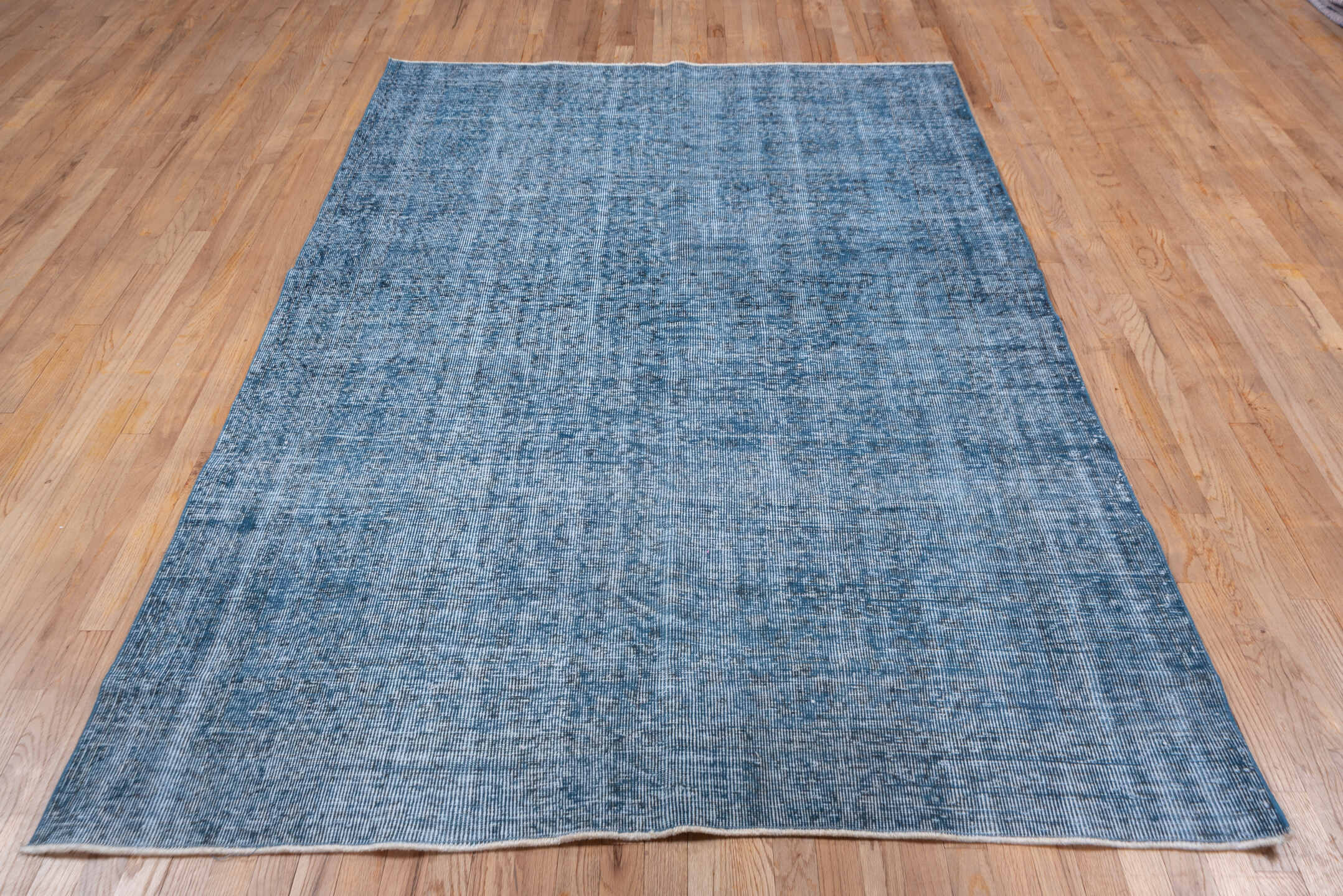 5' x 8' one-of-a-kind handmade antique Overdyed medium size rug. Color palette: sky blue, slate blue, ivory, light blue
