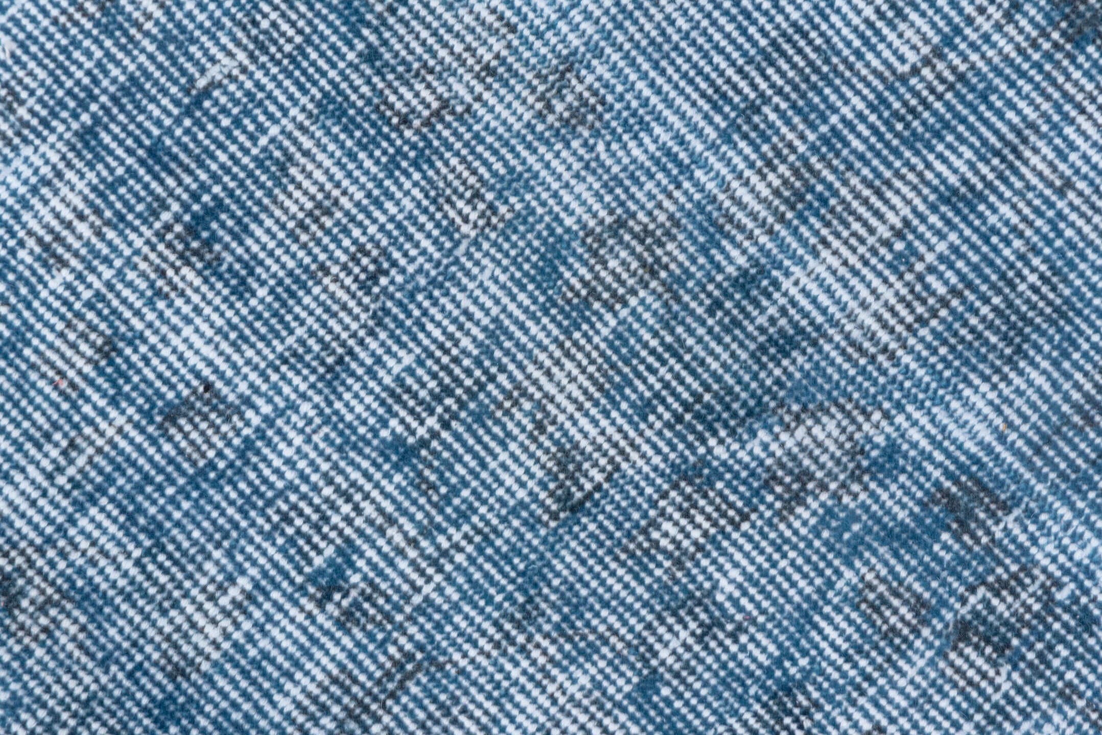 5' x 8' one-of-a-kind handmade antique Overdyed medium size rug. Color palette: sky blue, slate blue, ivory, light blue