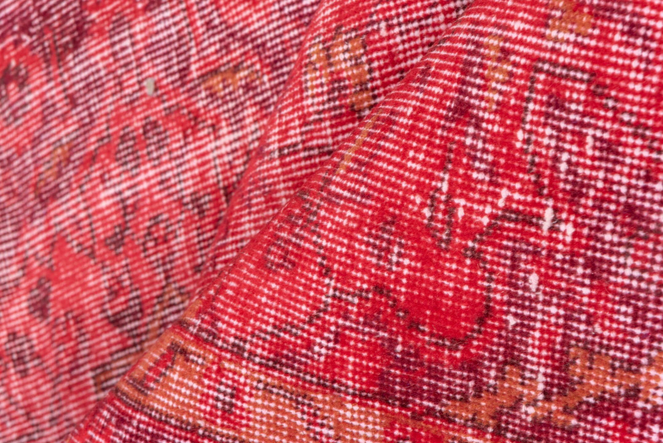 5' x 8' one-of-a-kind handmade vintage Overdyed medium size rug. Color palette: brown, indian red, light coral, light pink