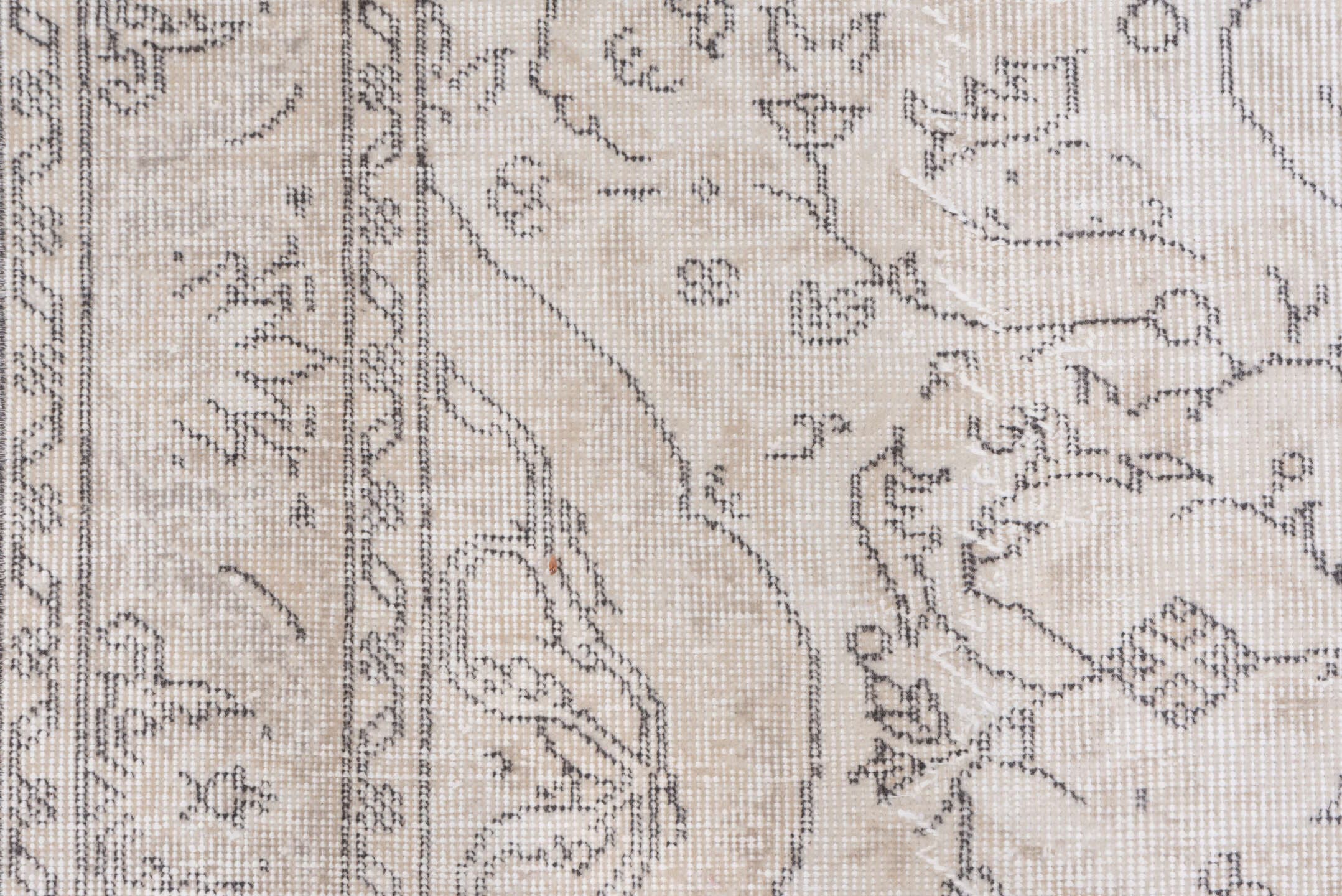 5' x 9' one-of-a-kind handmade antique Sparta medium size rug. Color palette: ivory, taupe, beige, cream, pale gray, gray