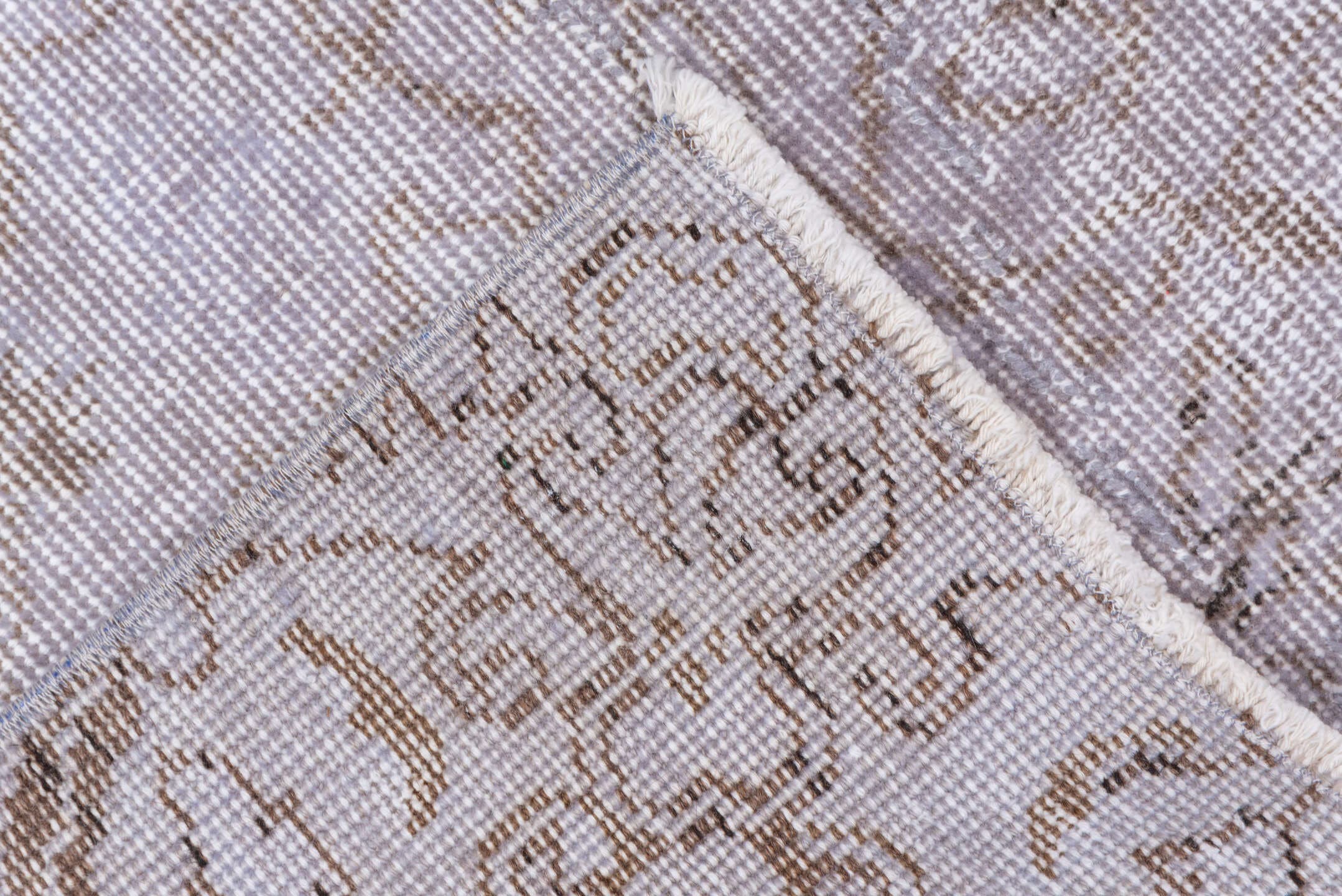 6' x 9' one-of-a-kind handmade antique Overdyed medium size rug. Color palette: ivory, blush, taupe, beige, pale lavender