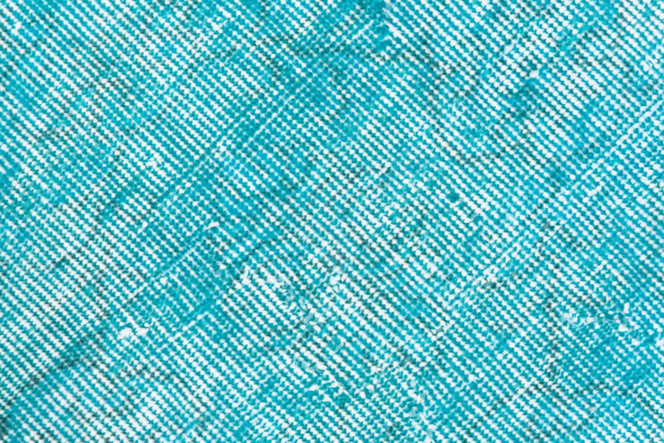 5' x 7' one-of-a-kind handmade antique Overdyed rug. Color palette: aqua, turquoise, ivory, teal