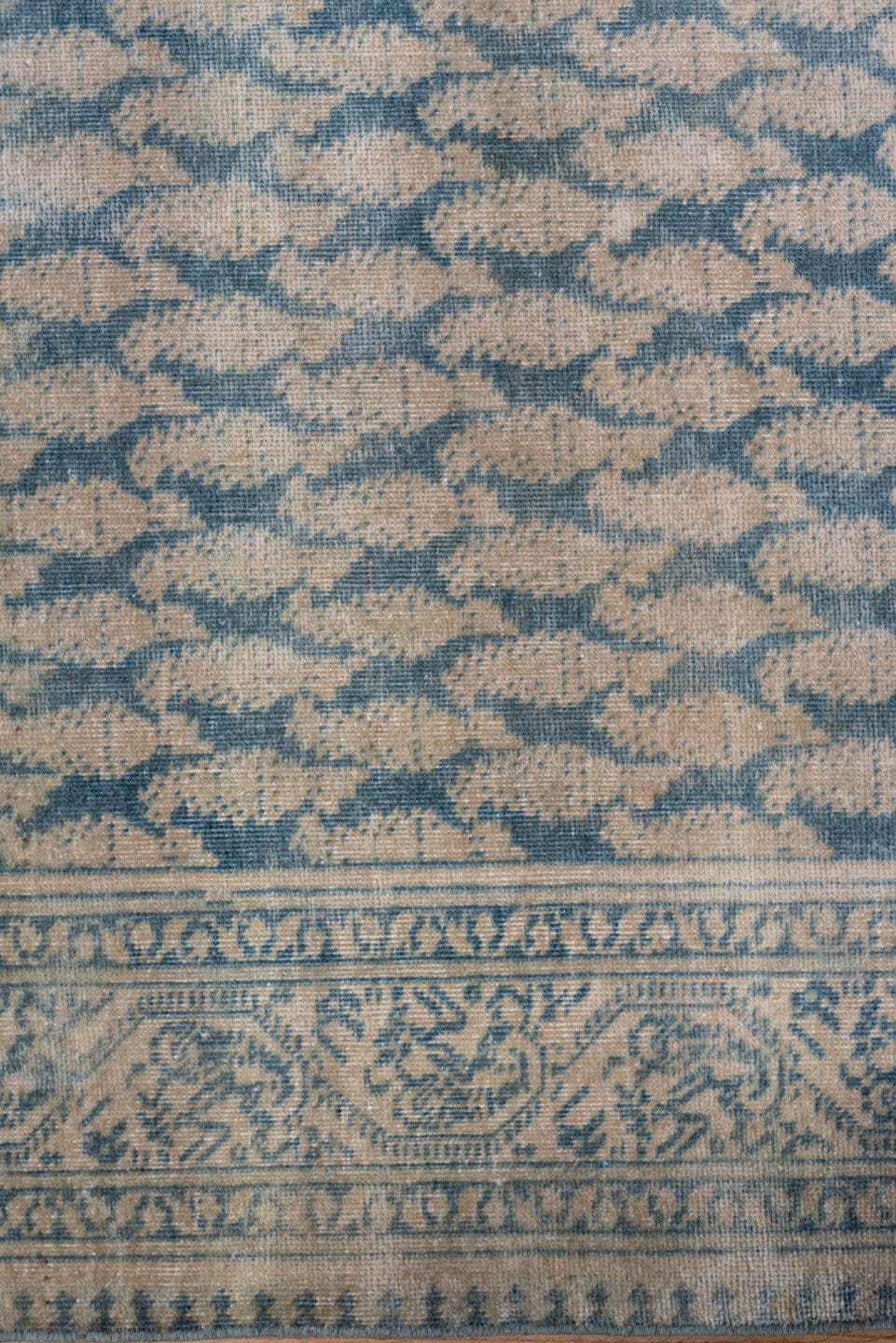 3' x 17' one-of-a-kind handmade antique Sivas runner rug. Color palette: ivory, pale blue, sky blue, beige, taupe
