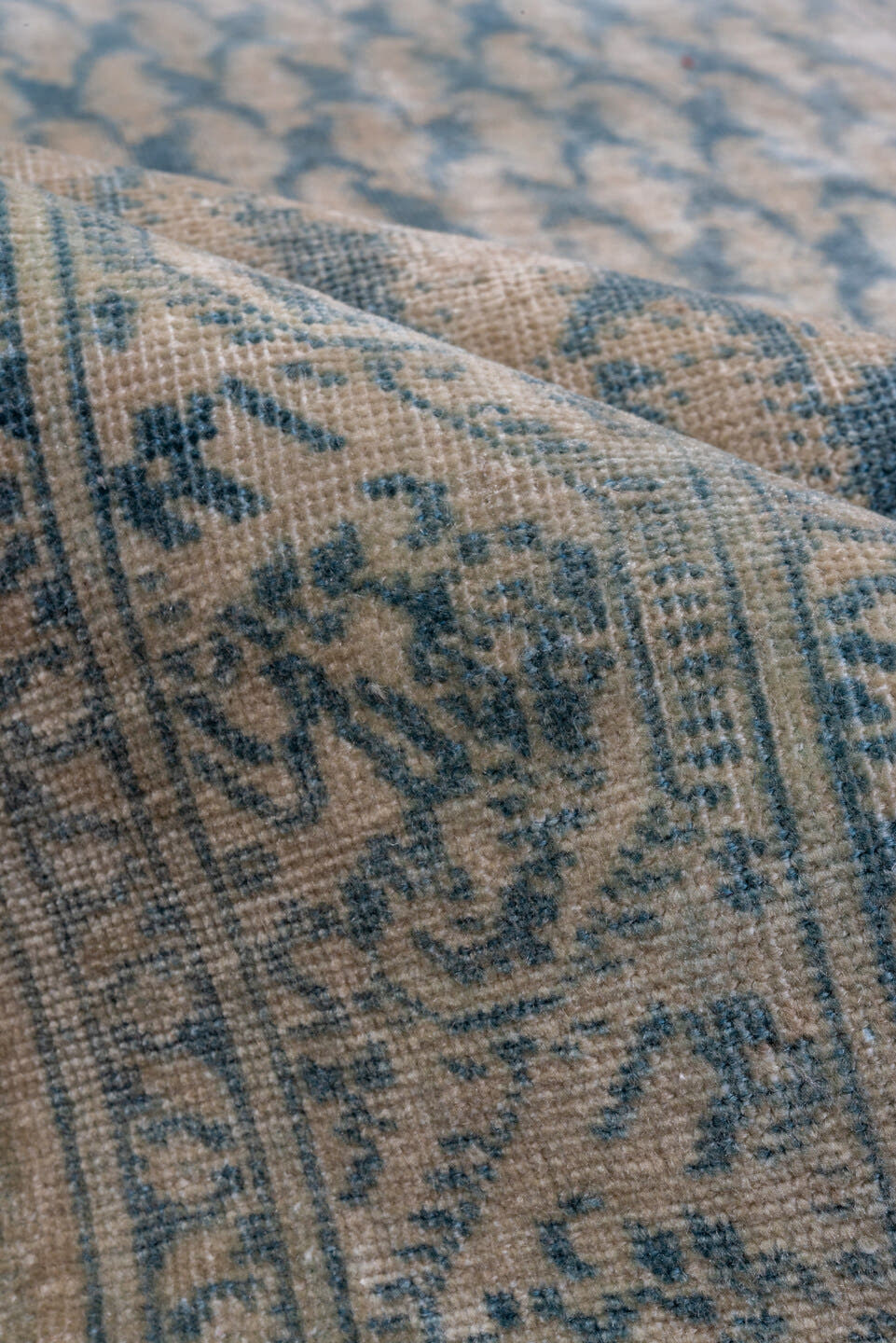3' x 17' one-of-a-kind handmade antique Sivas runner rug. Color palette: ivory, pale blue, sky blue, beige, taupe