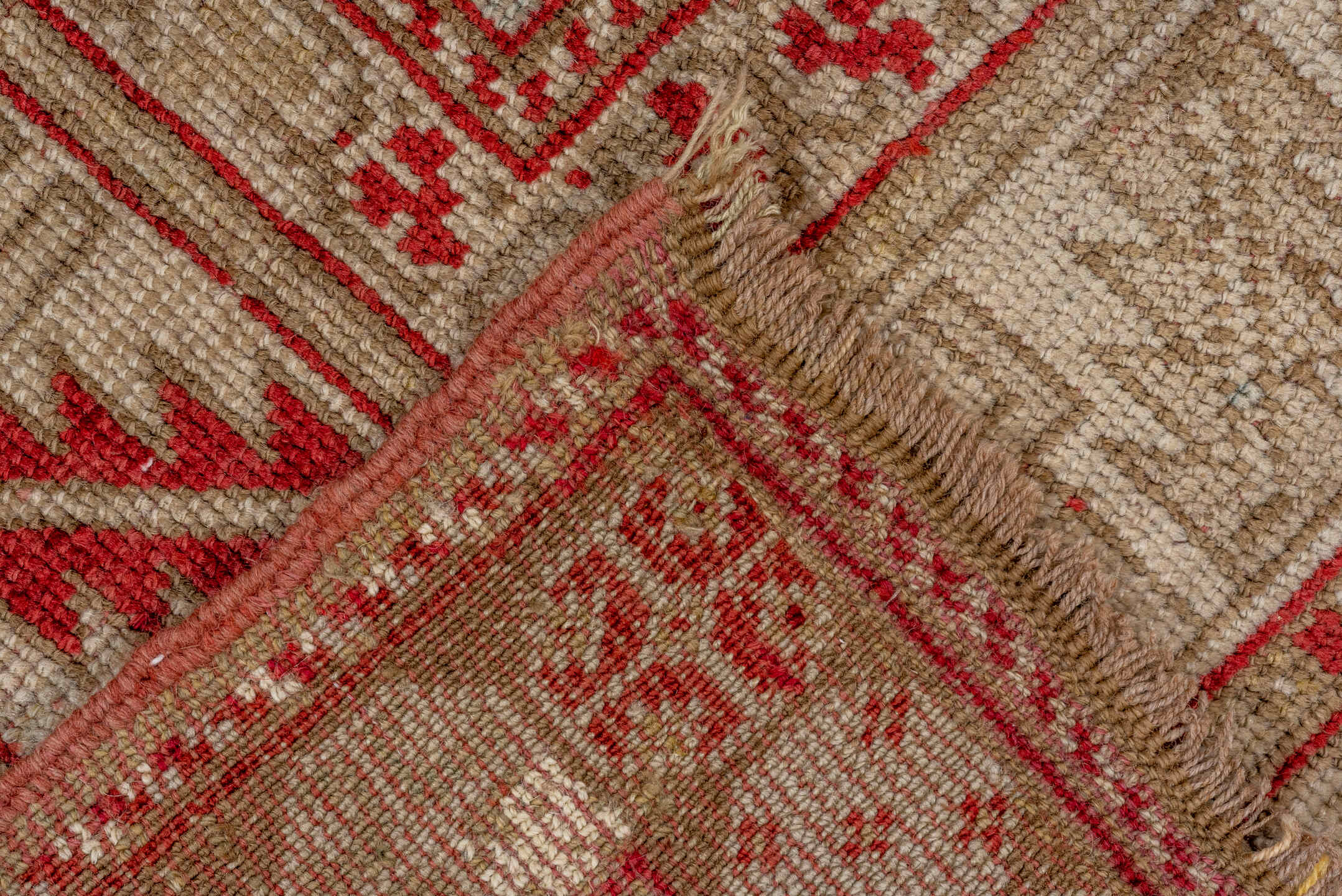 3' x 7' one-of-a-kind handmade vintage Caucasian runner rug. Color palette: brown, dim gray, gray, red