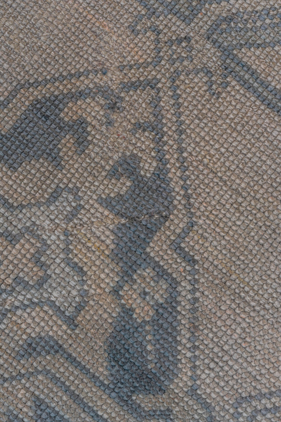 10' x 11' one-of-a-kind handmade antique Oushak large size rug. Color palette: ivory, slate, taupe, gray, charcoal, beige