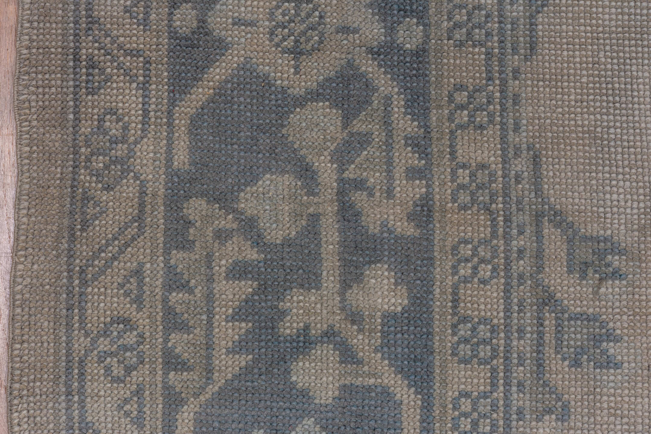 10' x 11' one-of-a-kind handmade antique Oushak large size rug. Color palette: ivory, slate, taupe, gray, charcoal, beige