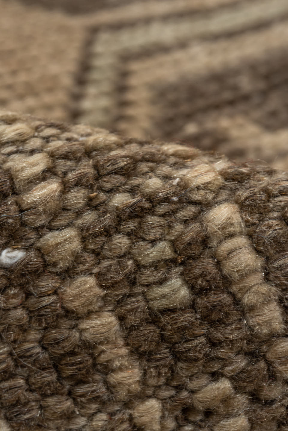 8' x 8' one-of-a-kind handmade antique Oushak rug. Color palette: taupe, brown, camel, ivory, sage, beige, gray, green