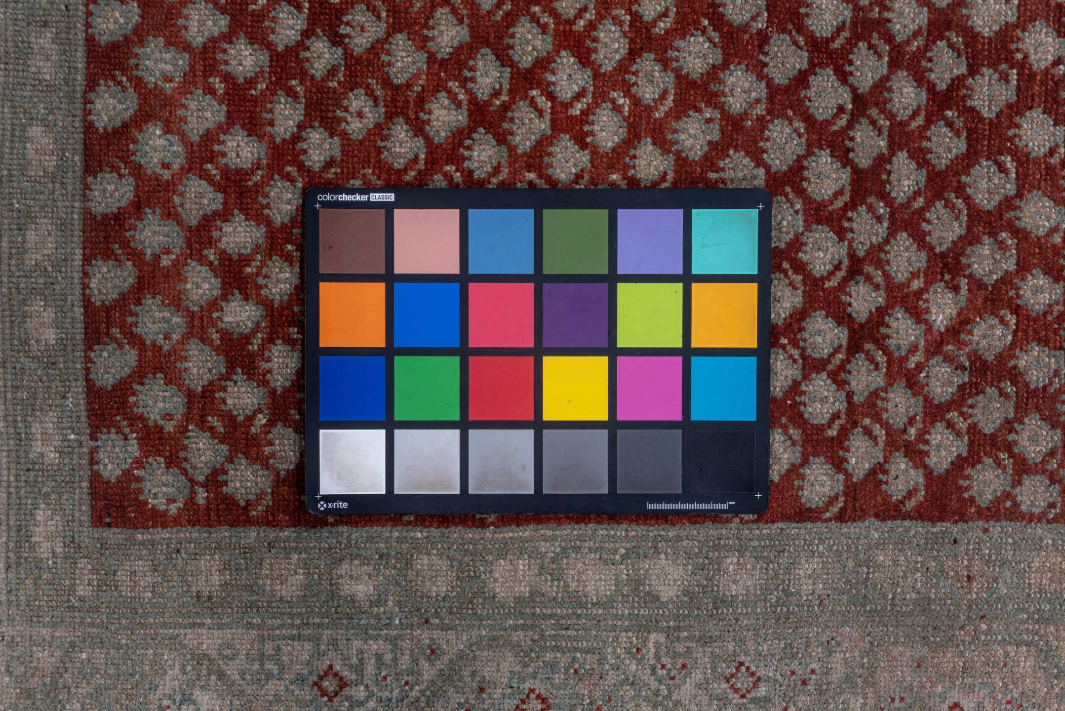 3' x 10' one-of-a-kind handmade vintage Saraband runner rug. Color palette: brown, gray, off-white, red, redwood, snow