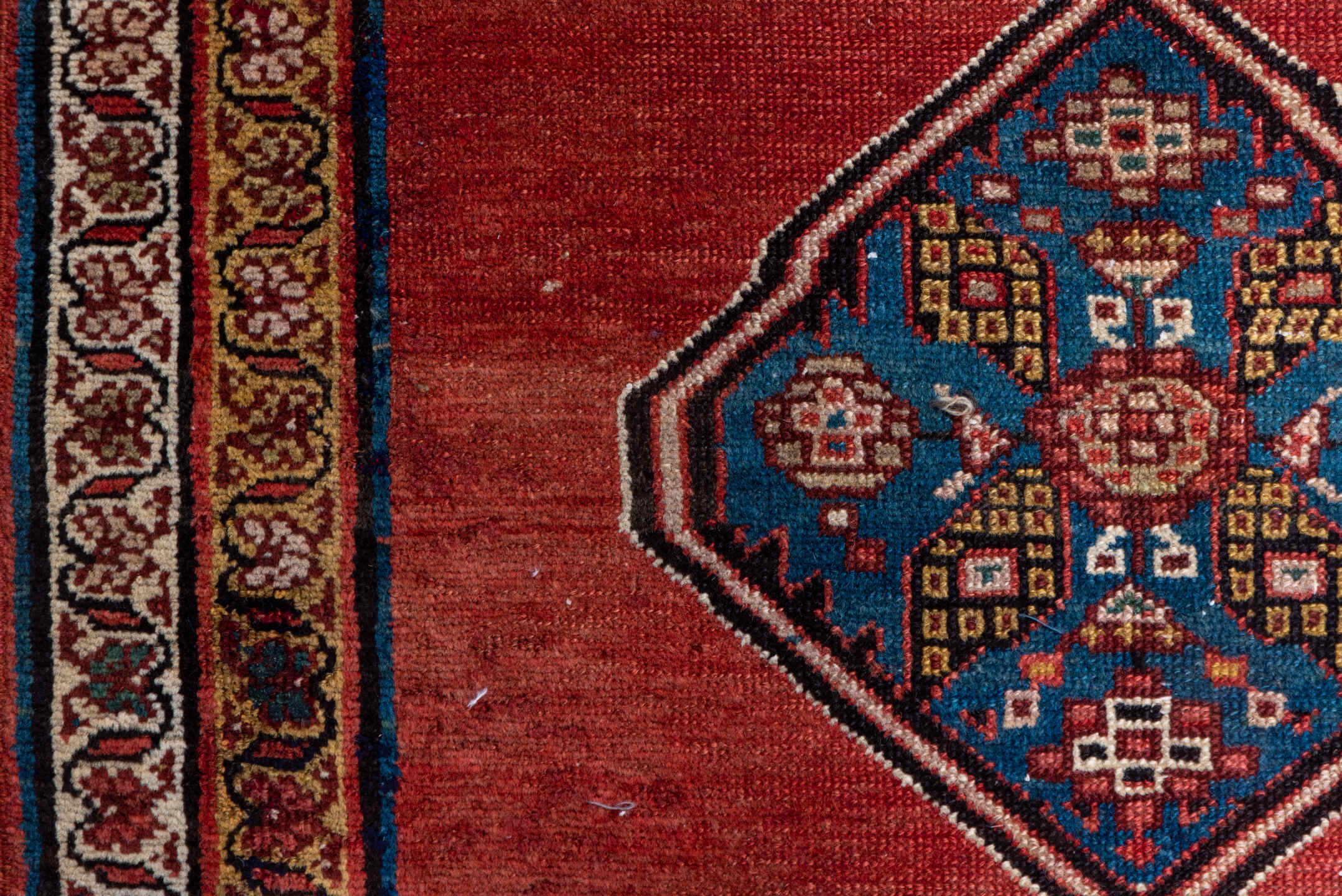 3' x 12' one-of-a-kind handmade antique Malayer runner rug. Color palette: rust, red, ivory, camel, indigo, navy, brown