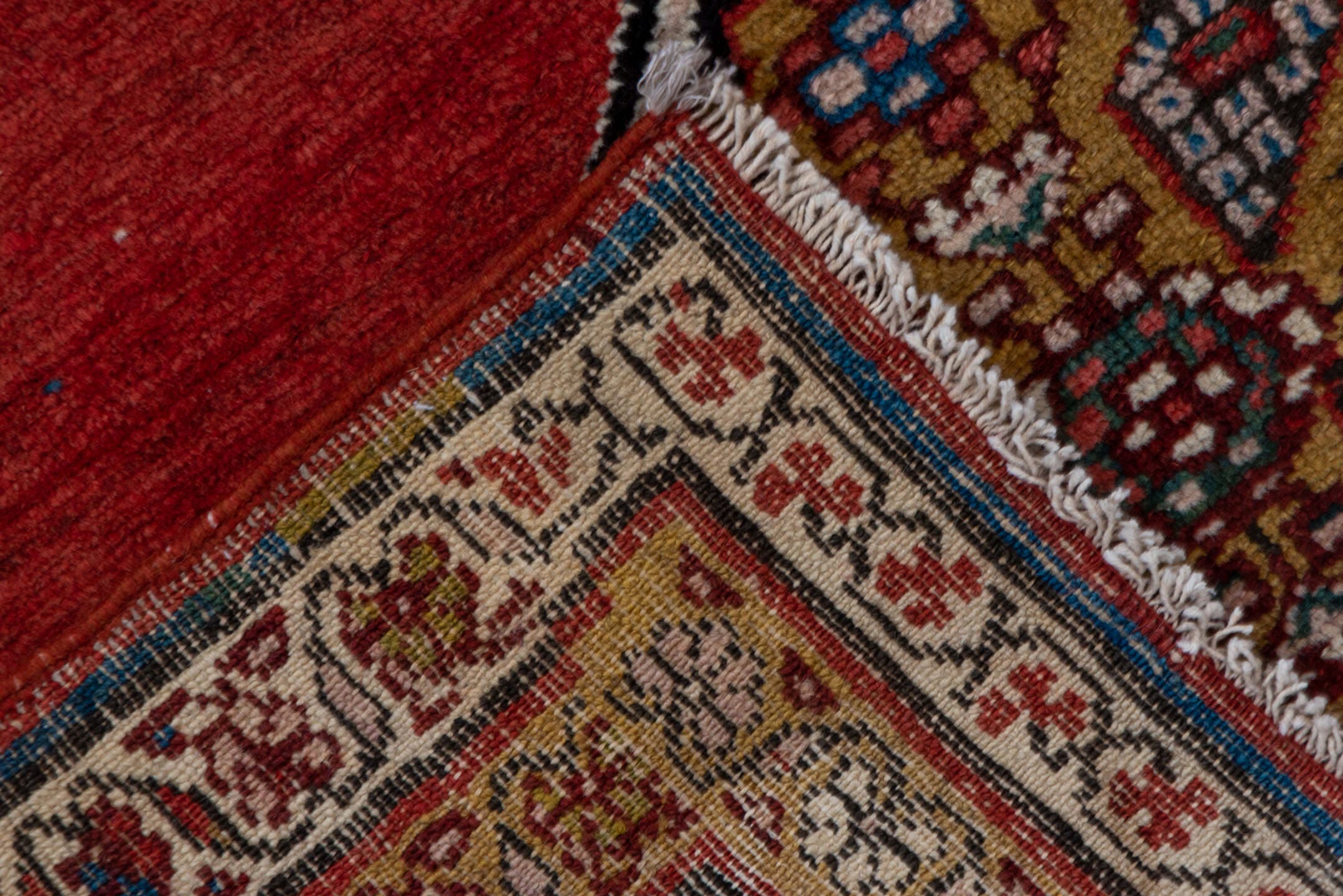 3' x 12' one-of-a-kind handmade antique Malayer runner rug. Color palette: rust, red, ivory, camel, indigo, navy, brown