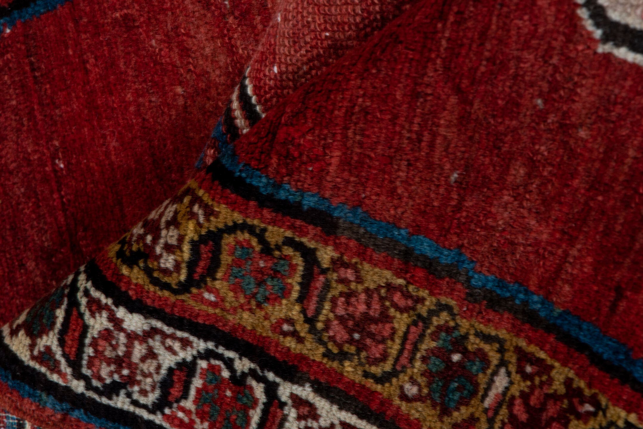 3' x 12' one-of-a-kind handmade antique Malayer runner rug. Color palette: rust, red, ivory, camel, indigo, navy, brown