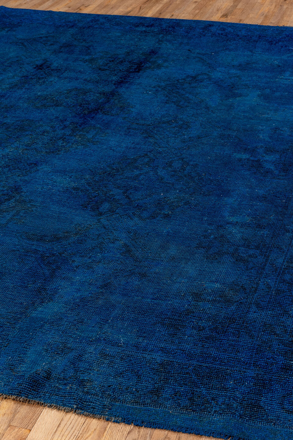 10' x 11' one-of-a-kind handmade antique Overdyed large size rug. Color palette: cobalt, navy, indigo, teal, charcoal, blue