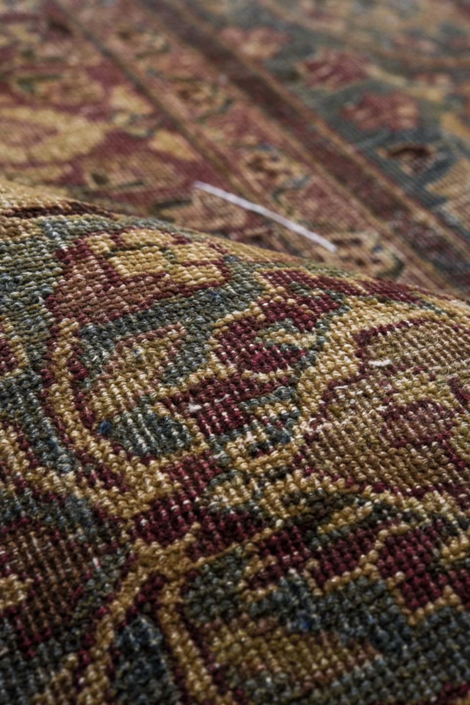 10' x 12' one-of-a-kind handmade vintage Meshed large size rug. Color palette: black, brown, charcoal, gray, red