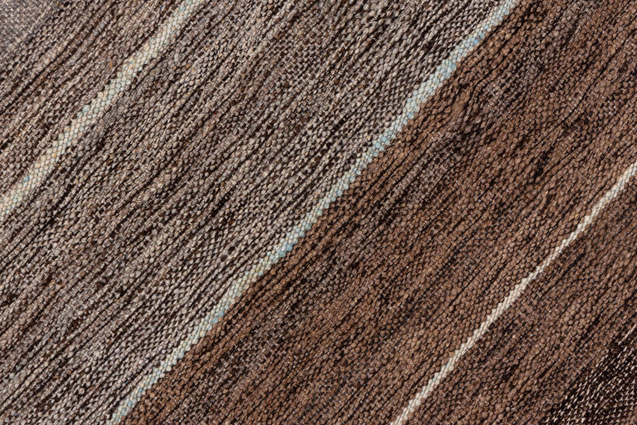 2' x 11' one-of-a-kind handmade vintage Kilim runner rug. Color palette: brown, gray, light gray, off-white, pink, silver