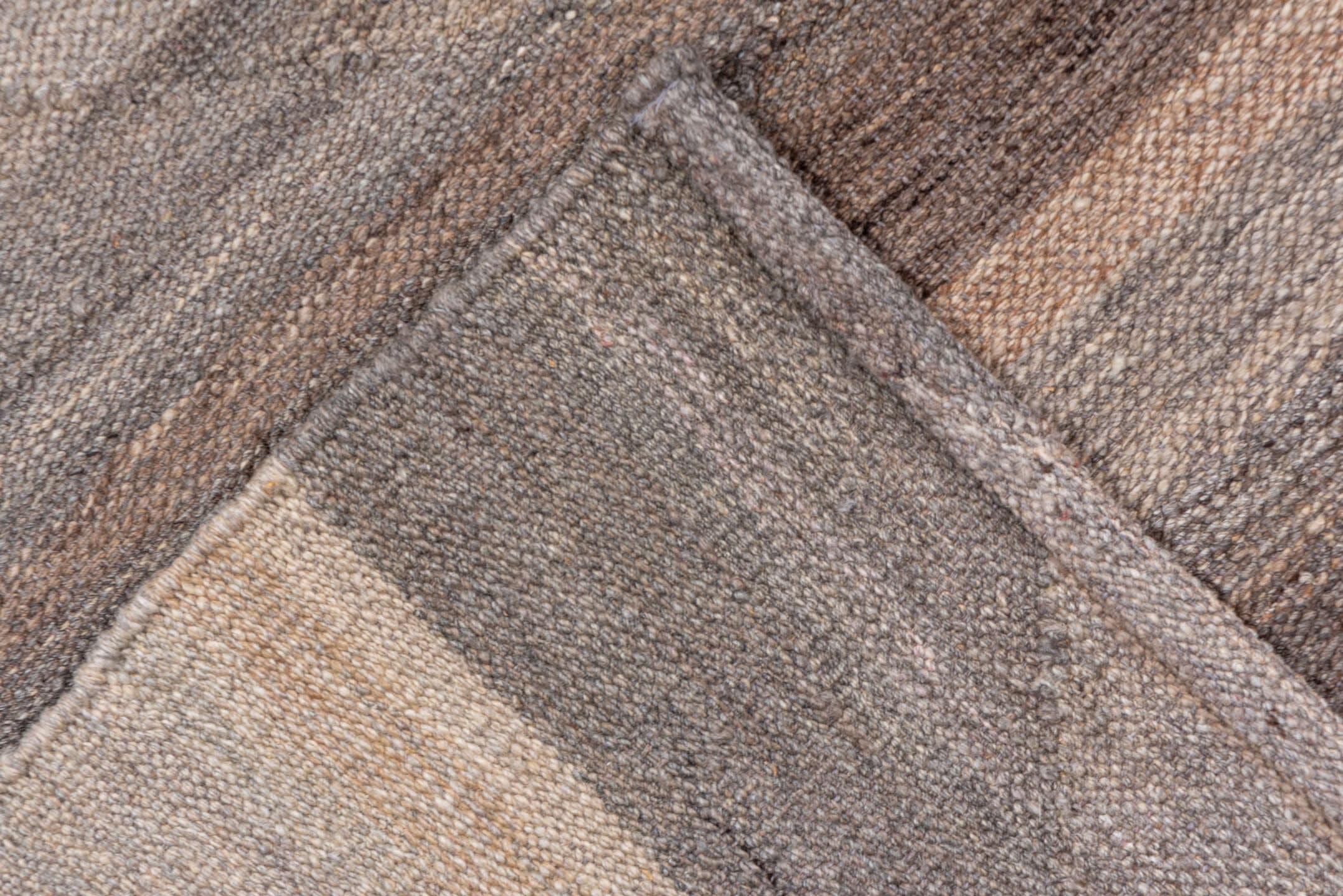 8' x 11' one-of-a-kind handmade vintage Kilim large size rug. Color palette: taupe, ivory, gray, beige, camel, greige