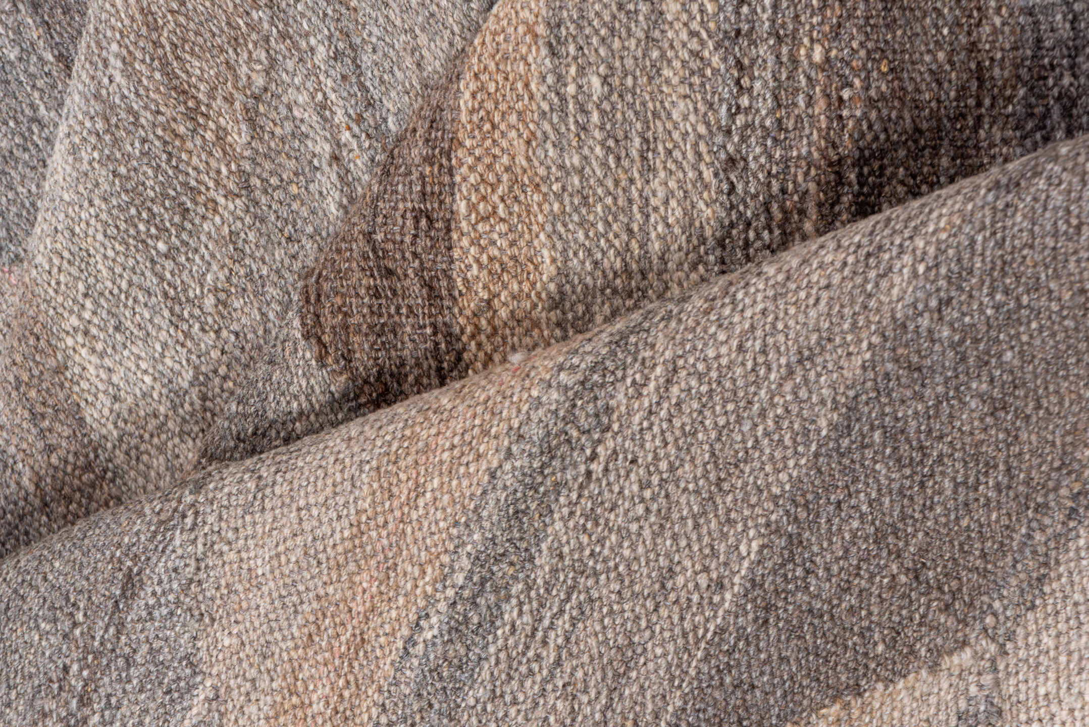 8' x 11' one-of-a-kind handmade vintage Kilim large size rug. Color palette: taupe, ivory, gray, beige, camel, greige