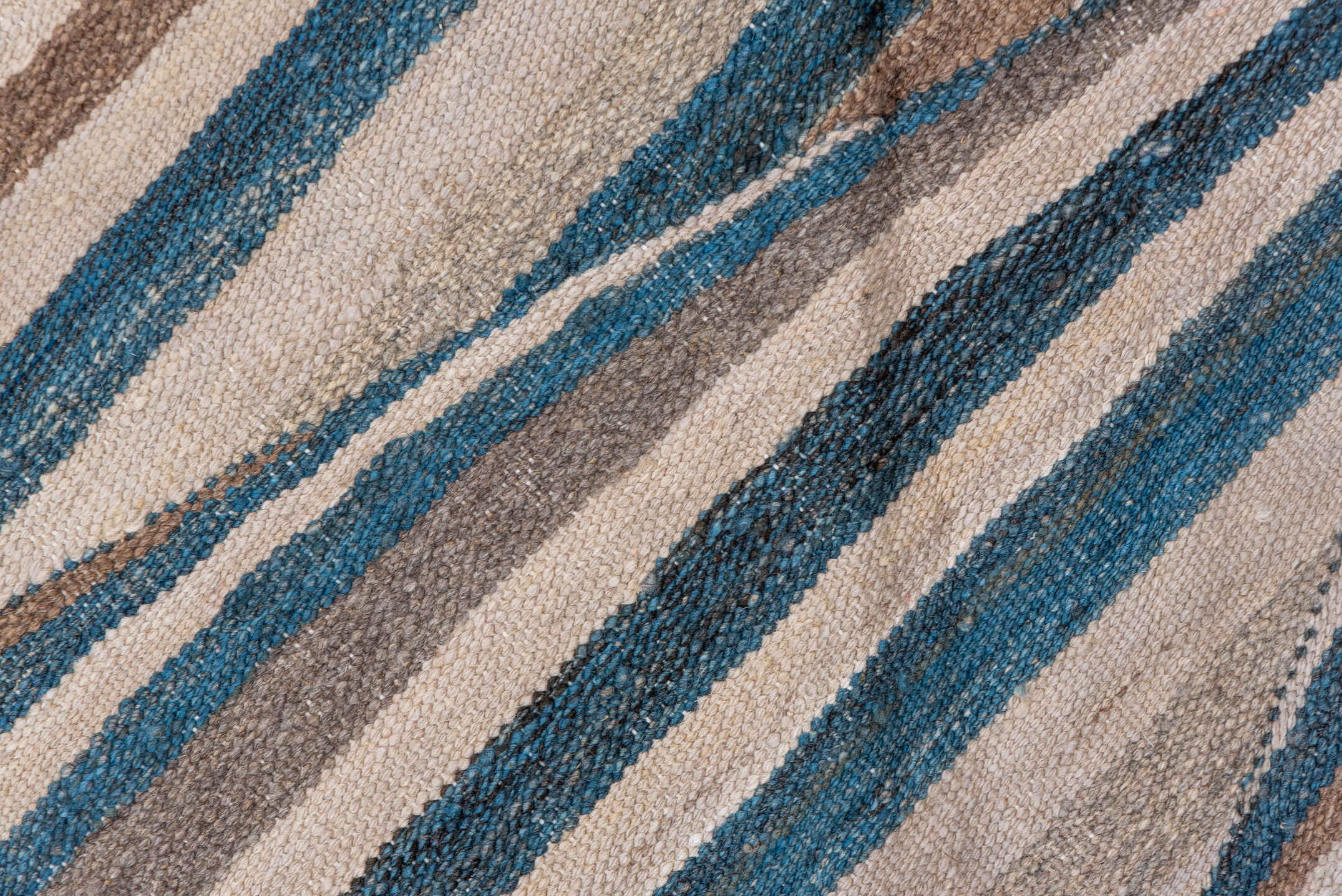 8' x 11' one-of-a-kind handmade vintage Kilim large size rug. Color palette: ivory, sky blue, taupe, slate, charcoal, beige