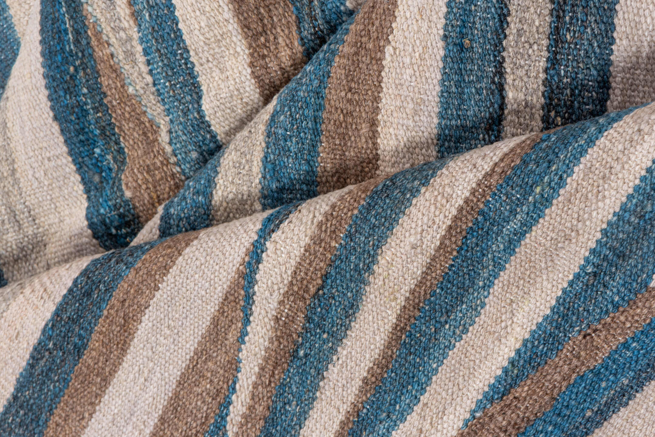 8' x 11' one-of-a-kind handmade vintage Kilim large size rug. Color palette: ivory, sky blue, taupe, slate, charcoal, beige