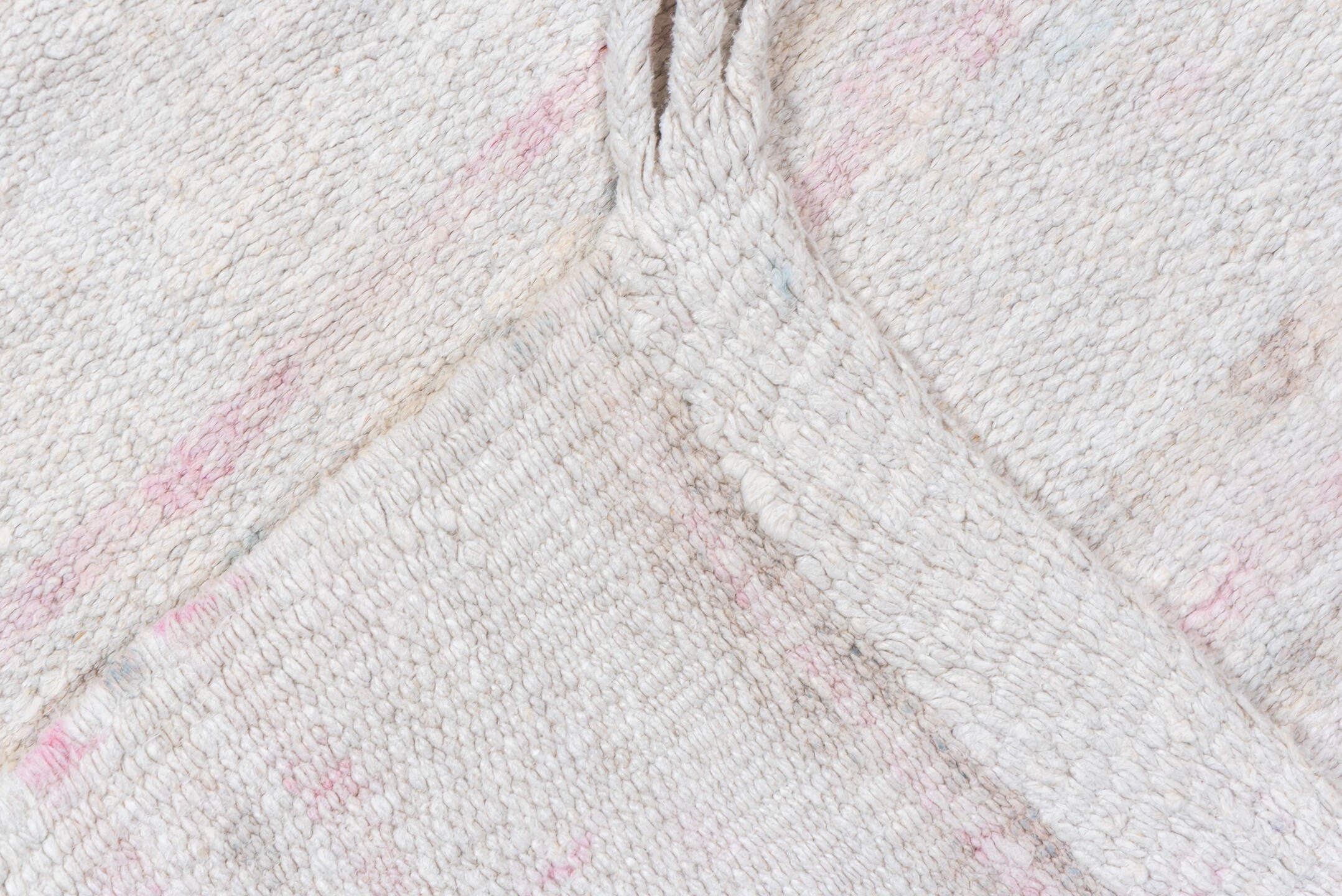 5' x 10' one-of-a-kind handmade vintage Hemp Kilim medium size rug. Color palette: ivory, blush, light gray, cream, pink