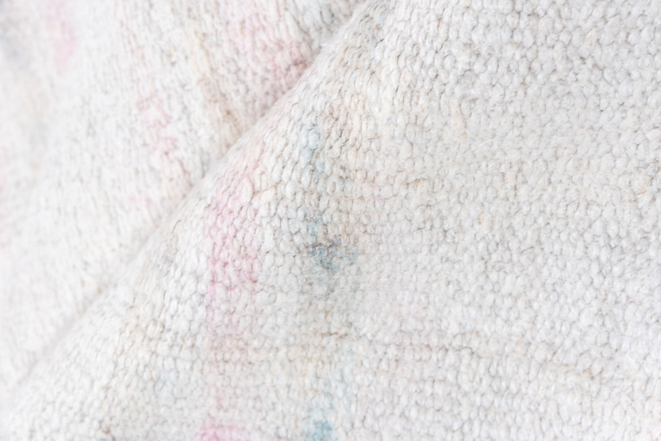 5' x 10' one-of-a-kind handmade vintage Hemp Kilim medium size rug. Color palette: ivory, blush, light gray, cream, pink